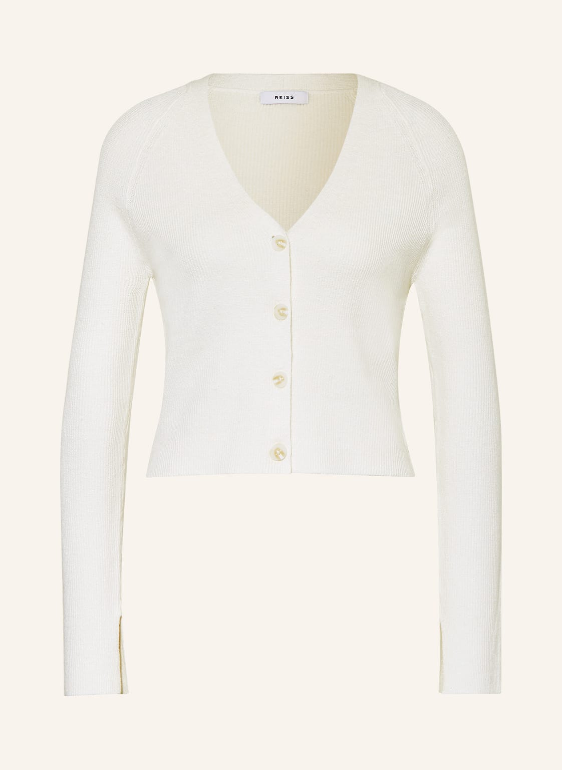 Image of Reiss Strickjacke Celia Aus Leinen weiss