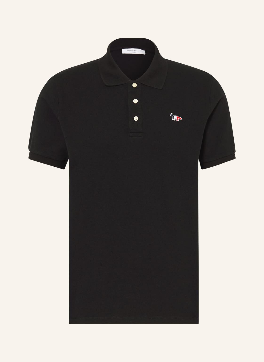 Image of Maison Kitsuné Piqué-Poloshirt schwarz