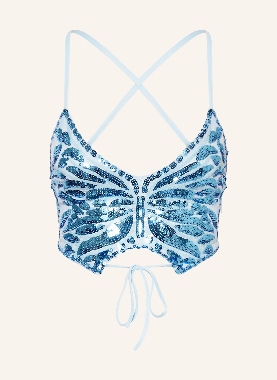 Image of Gina Tricot Cropped-Top Mit Pailletten blau