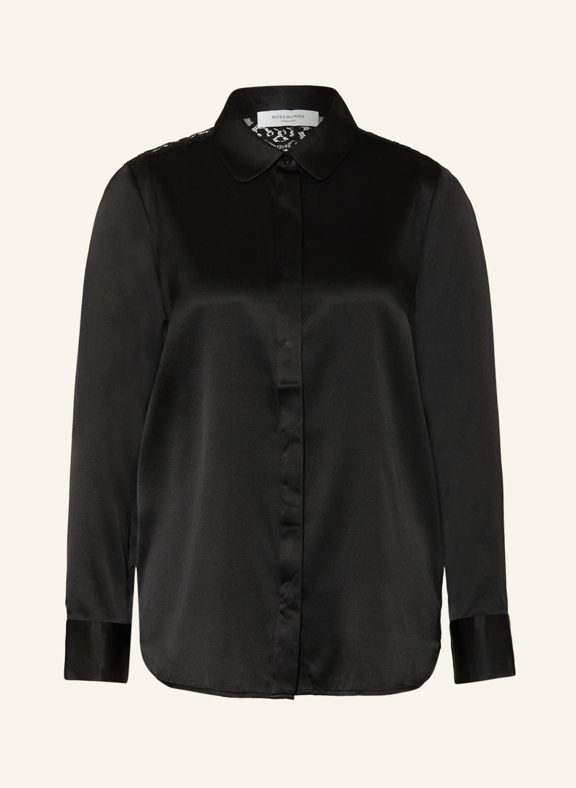 Image of Rosemunde Hemdbluse Aus Seide Mit Spitze schwarz