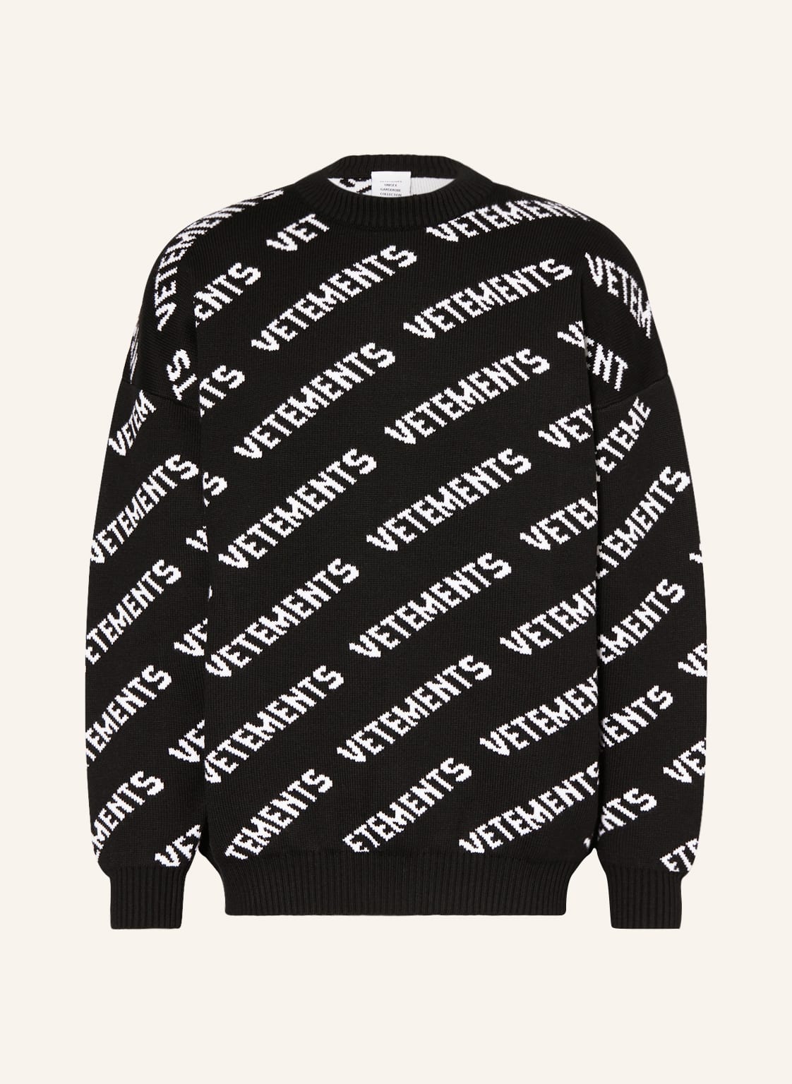 Image of Vetements Oversized-Pullover Aus Merinowolle schwarz