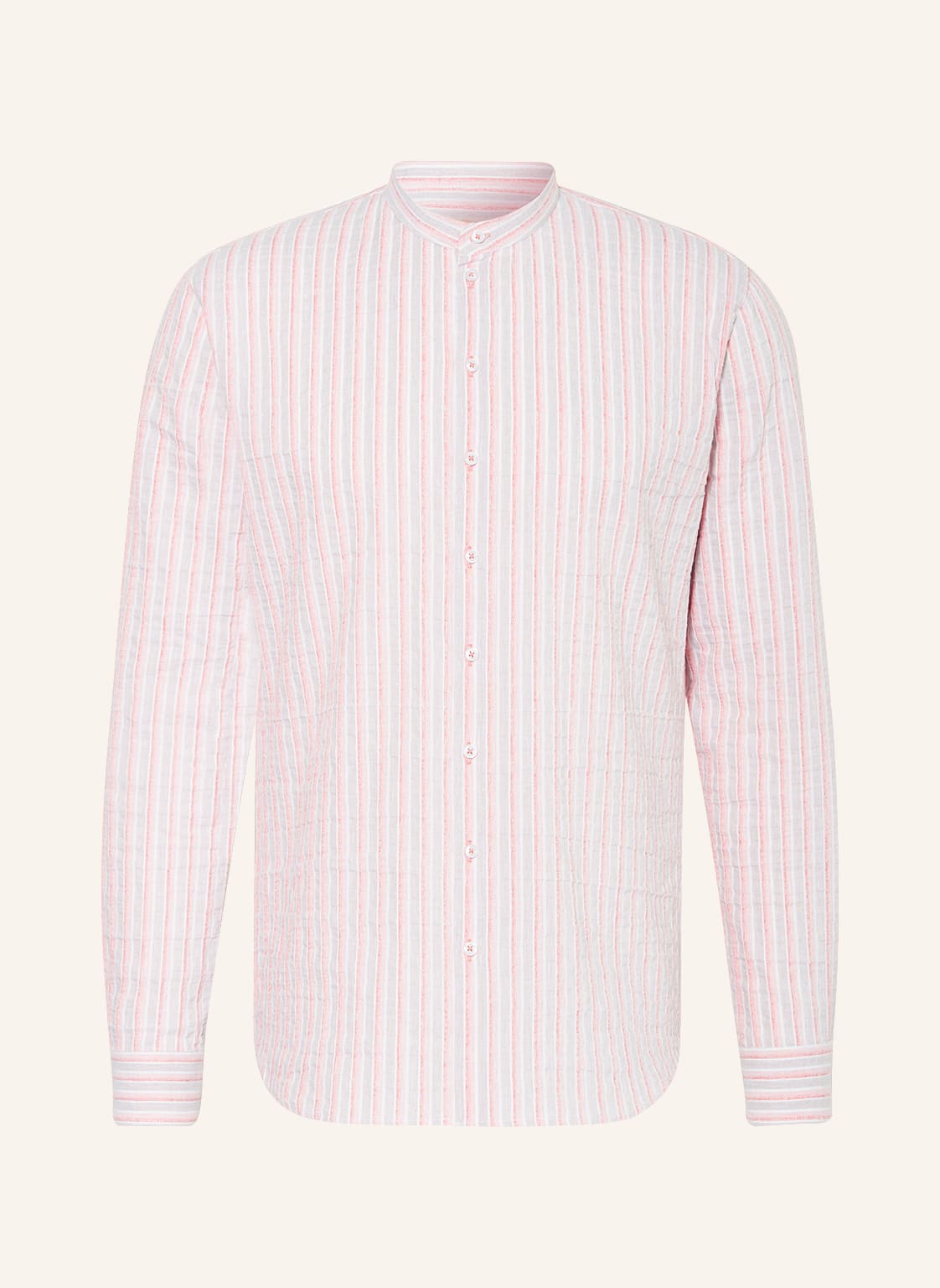 Image of q1 Manufaktur Hemd Rene Relaxed Fit Mit Stehkragen Und Leinen rot