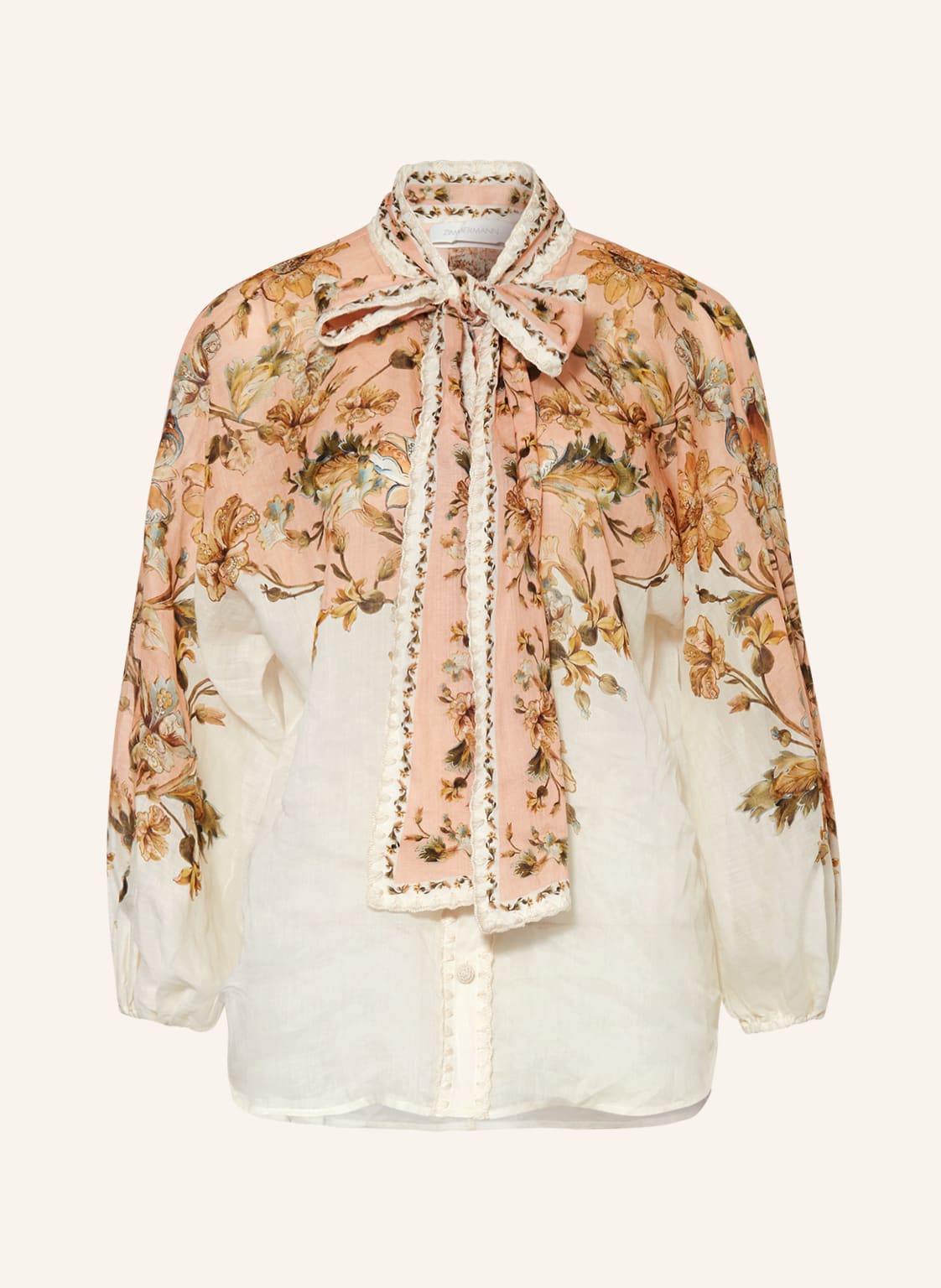 Image of Zimmermann Schluppenbluse Chintz Mit Stickereien Aus Leinen rosa