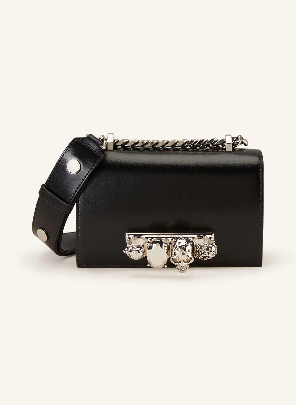 Image of Alexander Mcqueen Umhängetasche Biker Mini Jewelled Mit Swarovski Kristallen schwarz