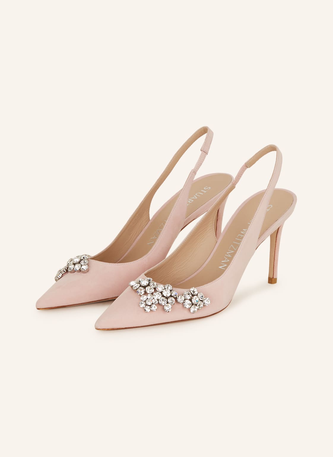 Image of Stuart Weitzman Slingpumps Crystal Fleur 85 Mit Schmucksteinen rosa