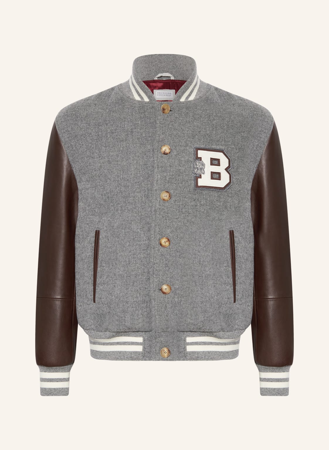 Image of Brunello Cucinelli Blouson Im Materialmix grau