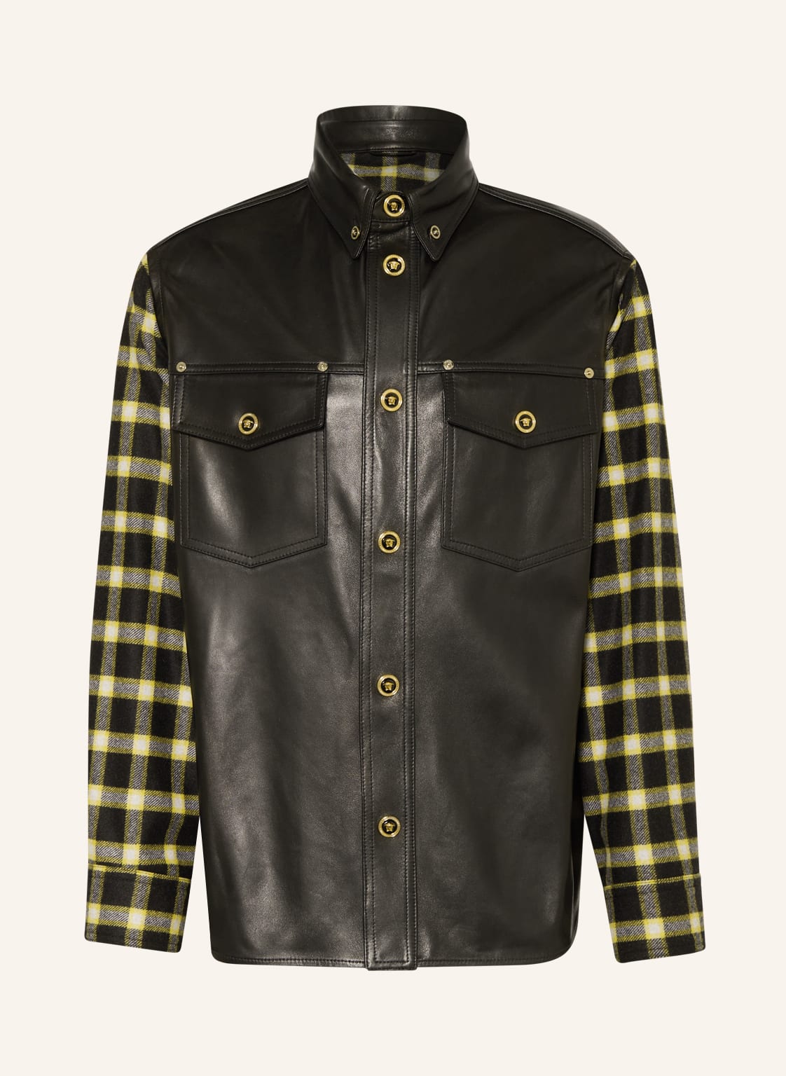 Image of Versace Overjacket Im Materialmix schwarz