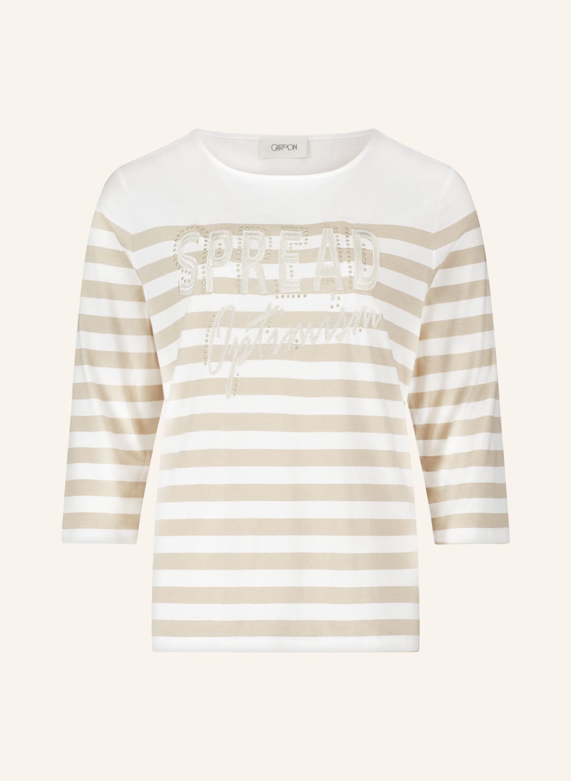 Image of Cartoon Shirt Mit 3/4-Arm Und Schmucksteinen beige