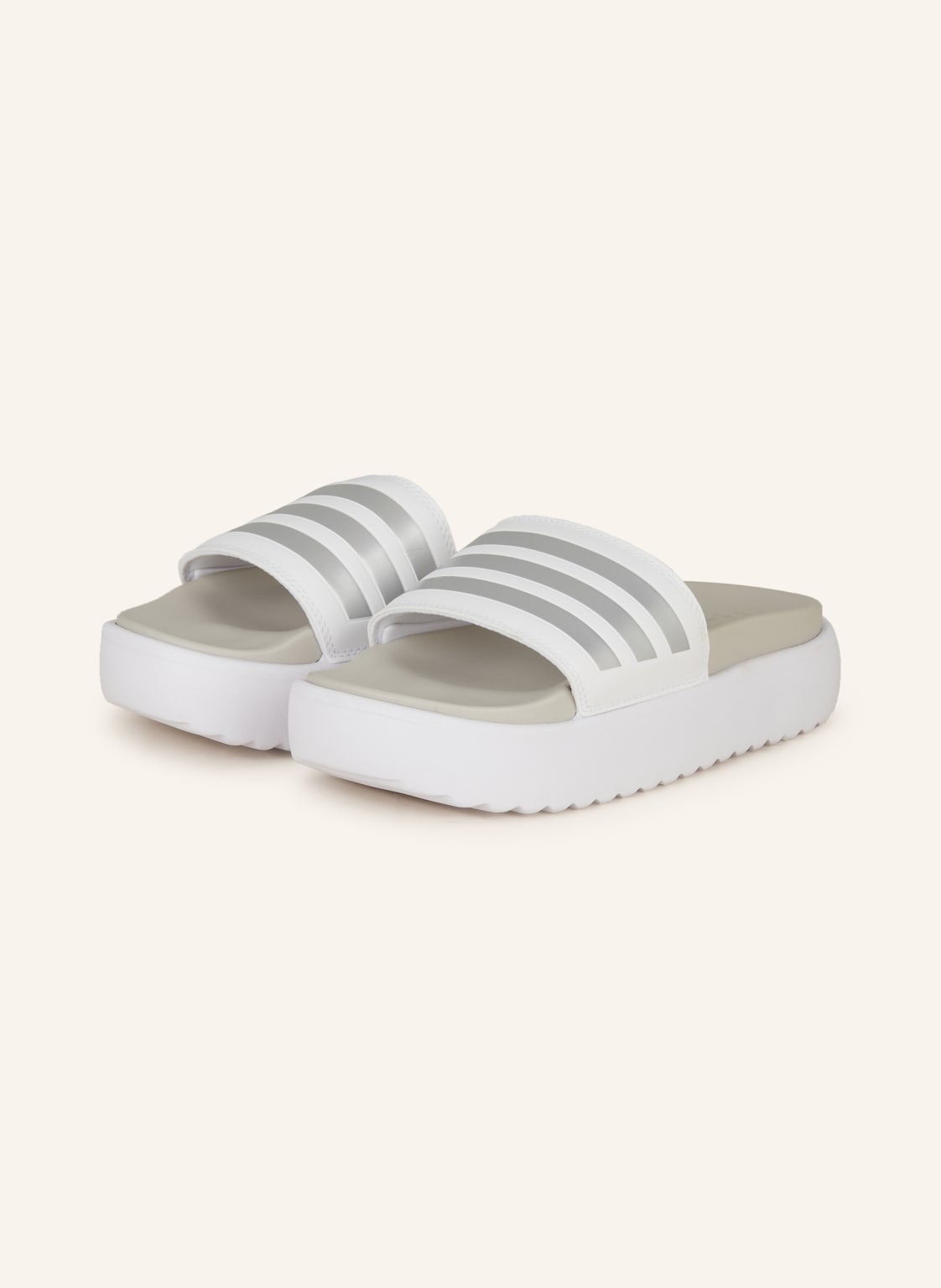 Produktový obrázek Adidas Adidas Pantofle Na Platformě Adilette Platform bílá / stříbrná