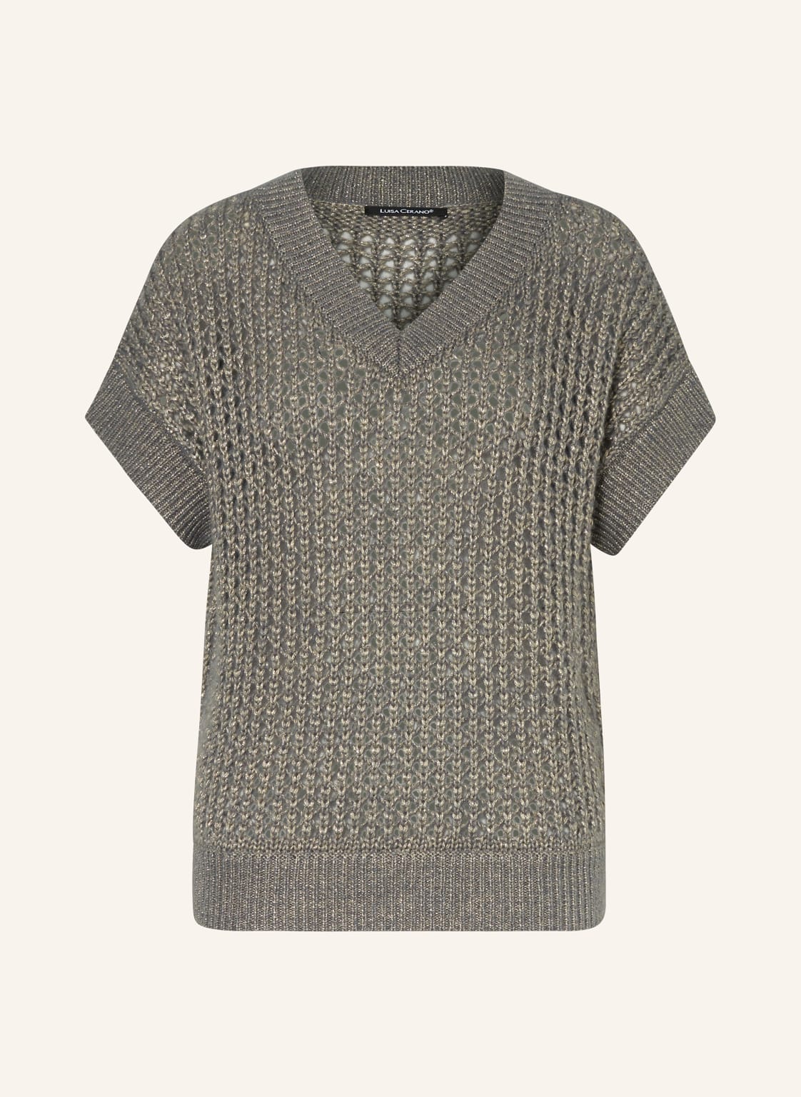 Luisa Cerano Strickshirt Mit Glitzergarn grau