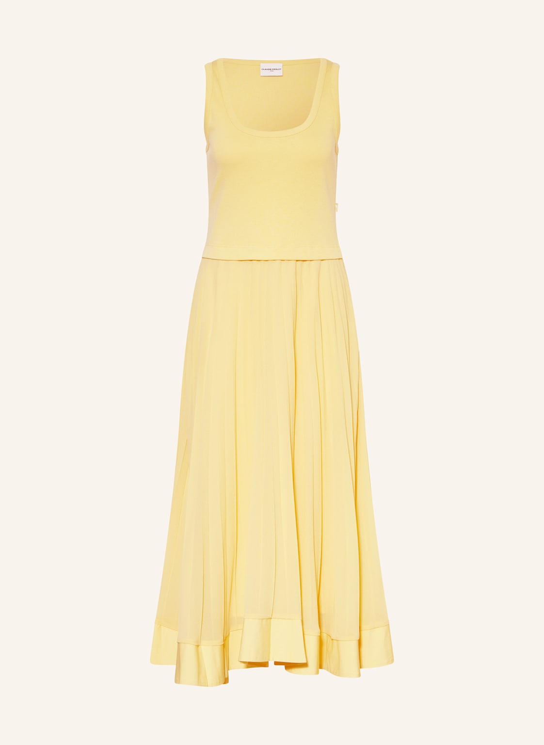 Claudie Pierlot Kleid Im Materialmix Mit Plissees gelb