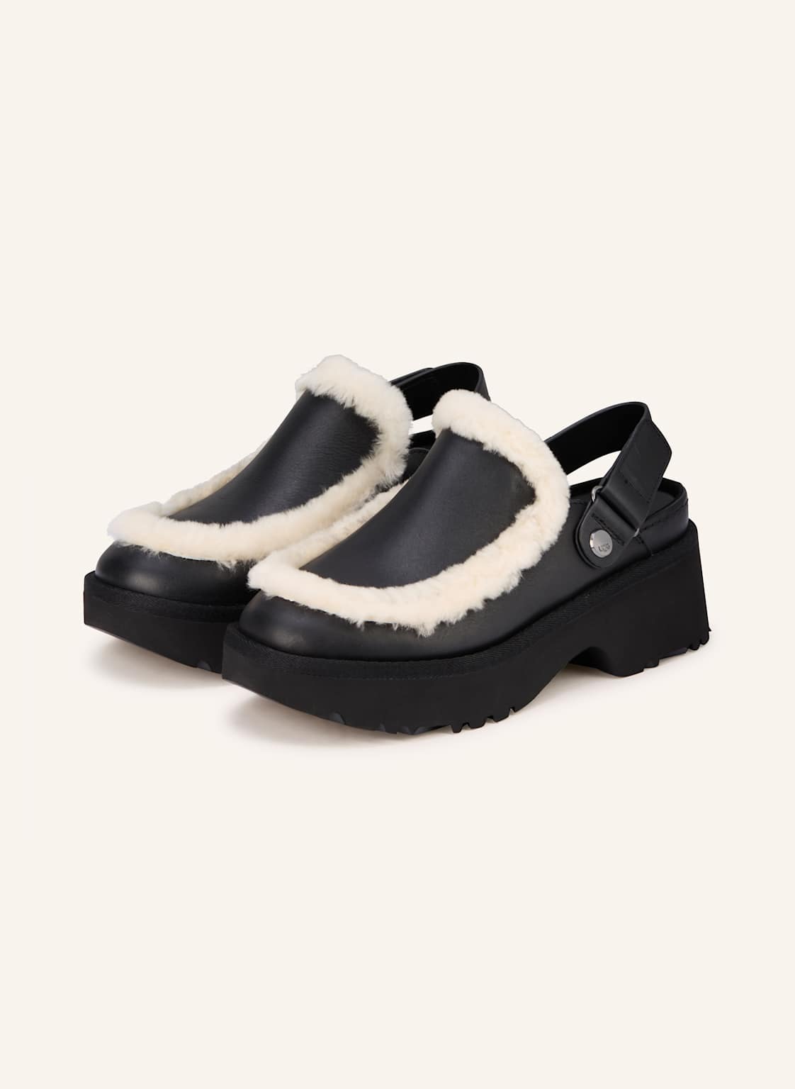 Produktový obrázek Ugg Ugg Mules Na Platformě Esmee S Umělou Kožešinou černá / krémová