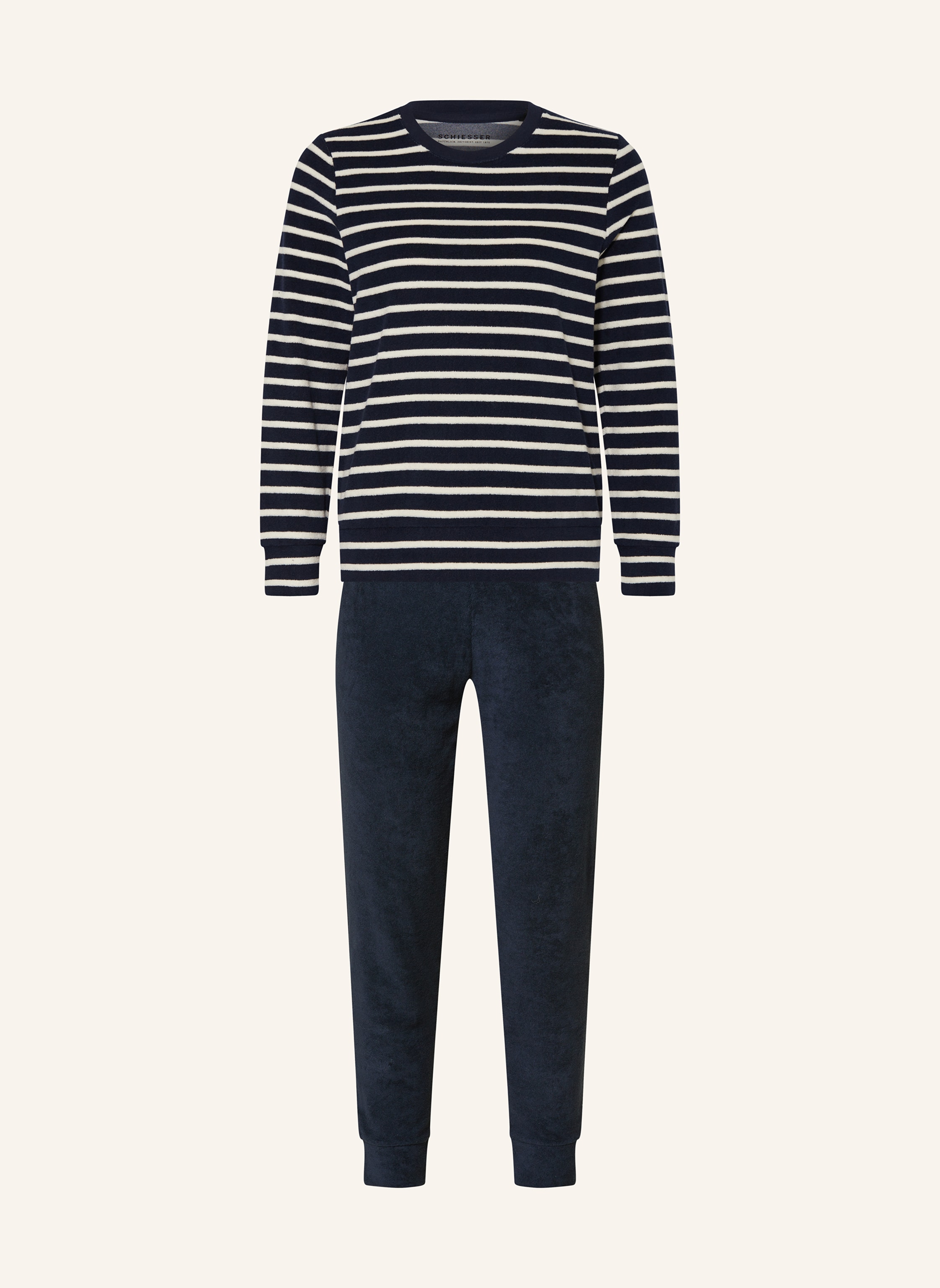 Schiesser Schlafanzug Casual Essentials Aus Frottee blau