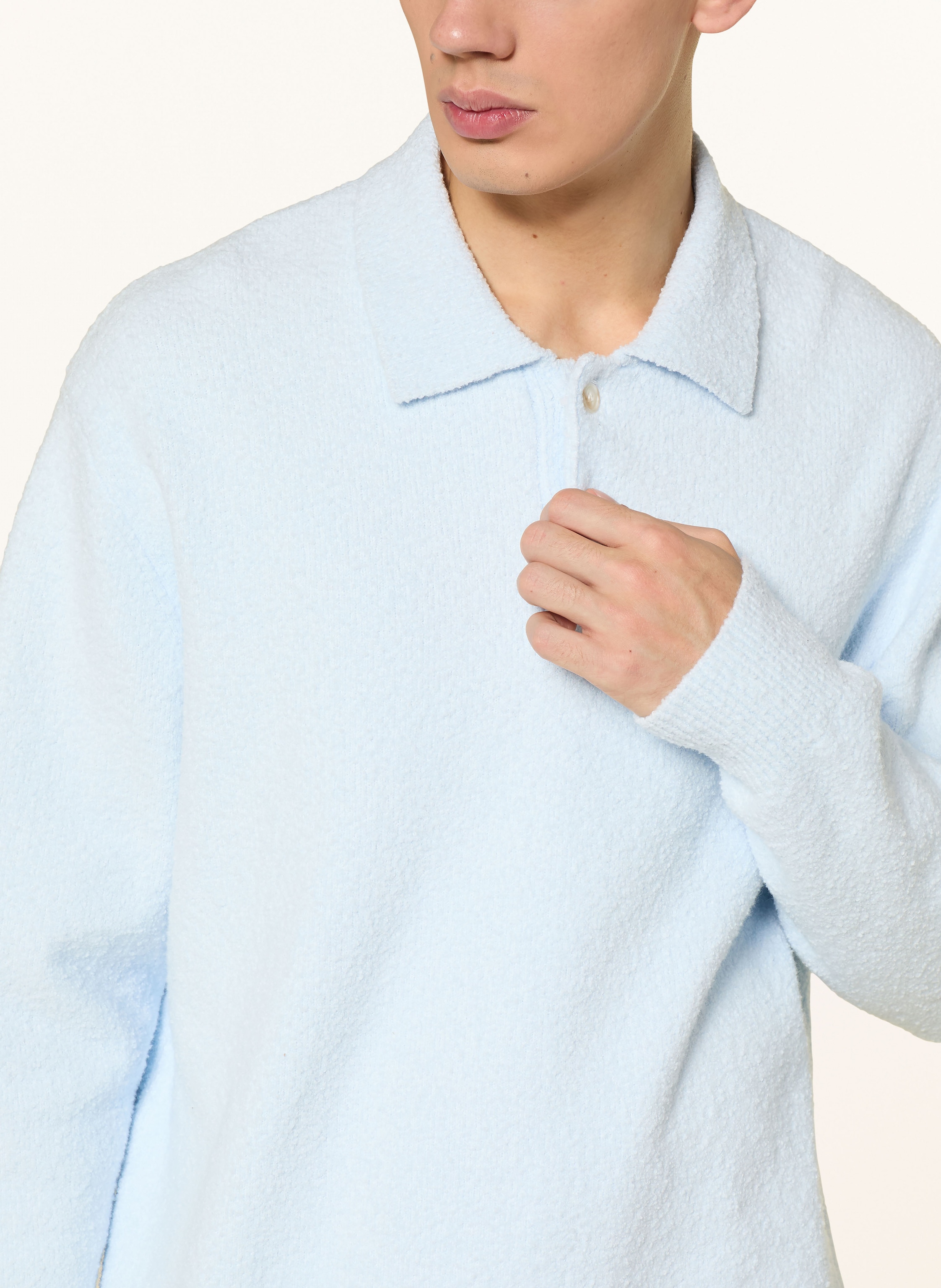 Thumbnail - Samsøe  Samsøe Strick-Poloshirt Sanino blau