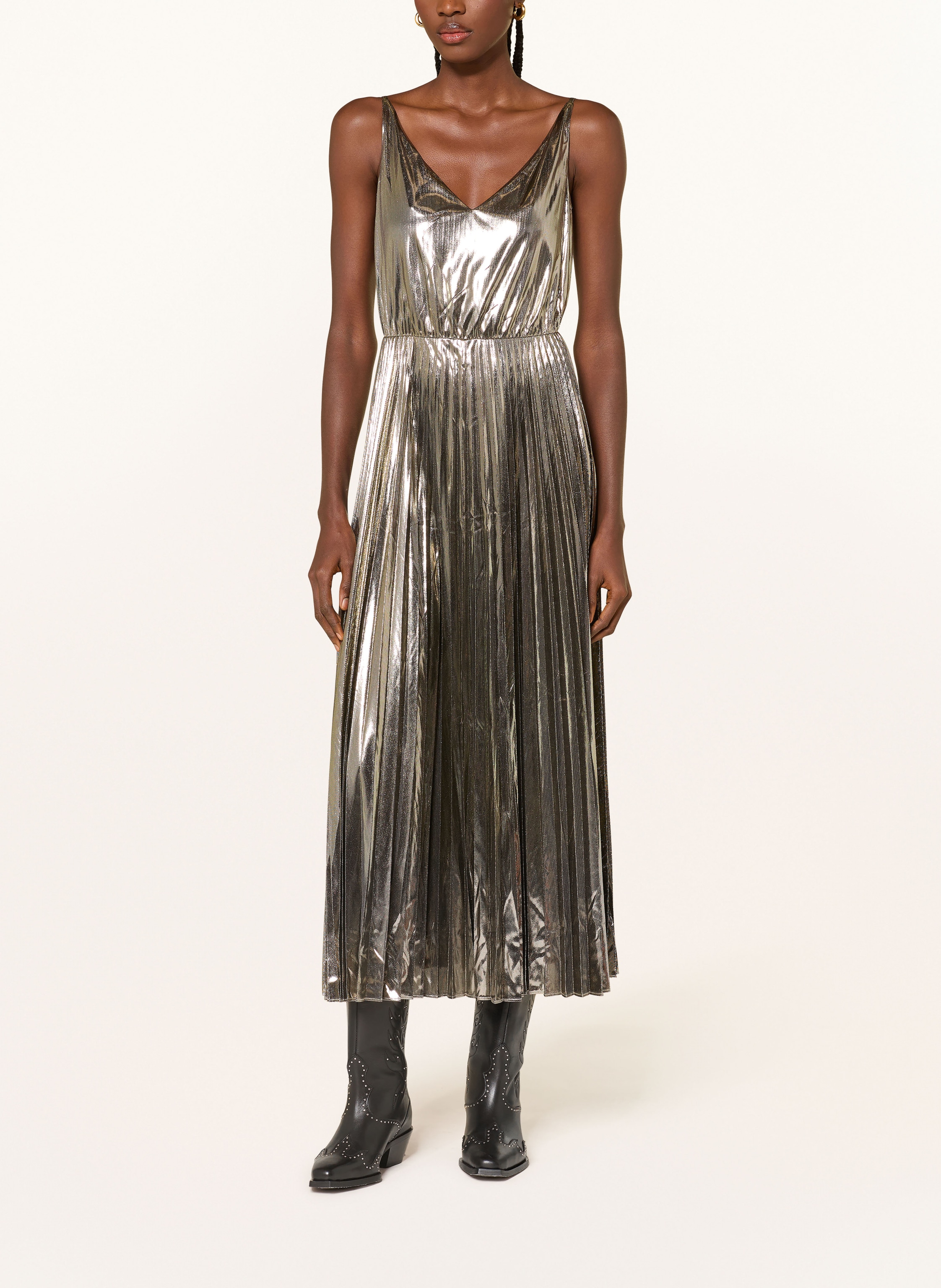 Thumbnail - Allsaints Set Spark: Kleid Mit Plissees Und Rollkragenpullover gold