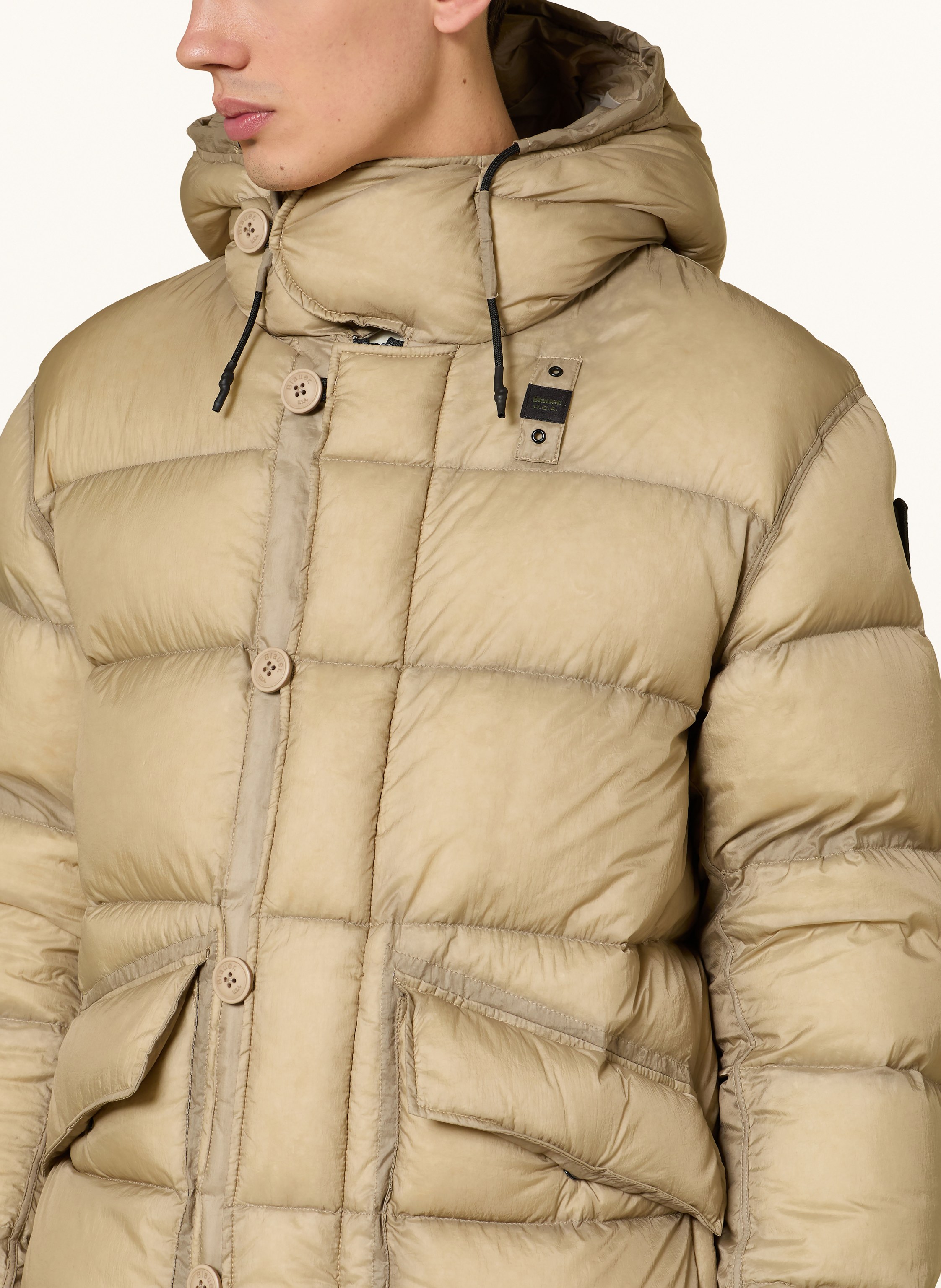 Thumbnail - Blauer Daunenmantel Basto beige