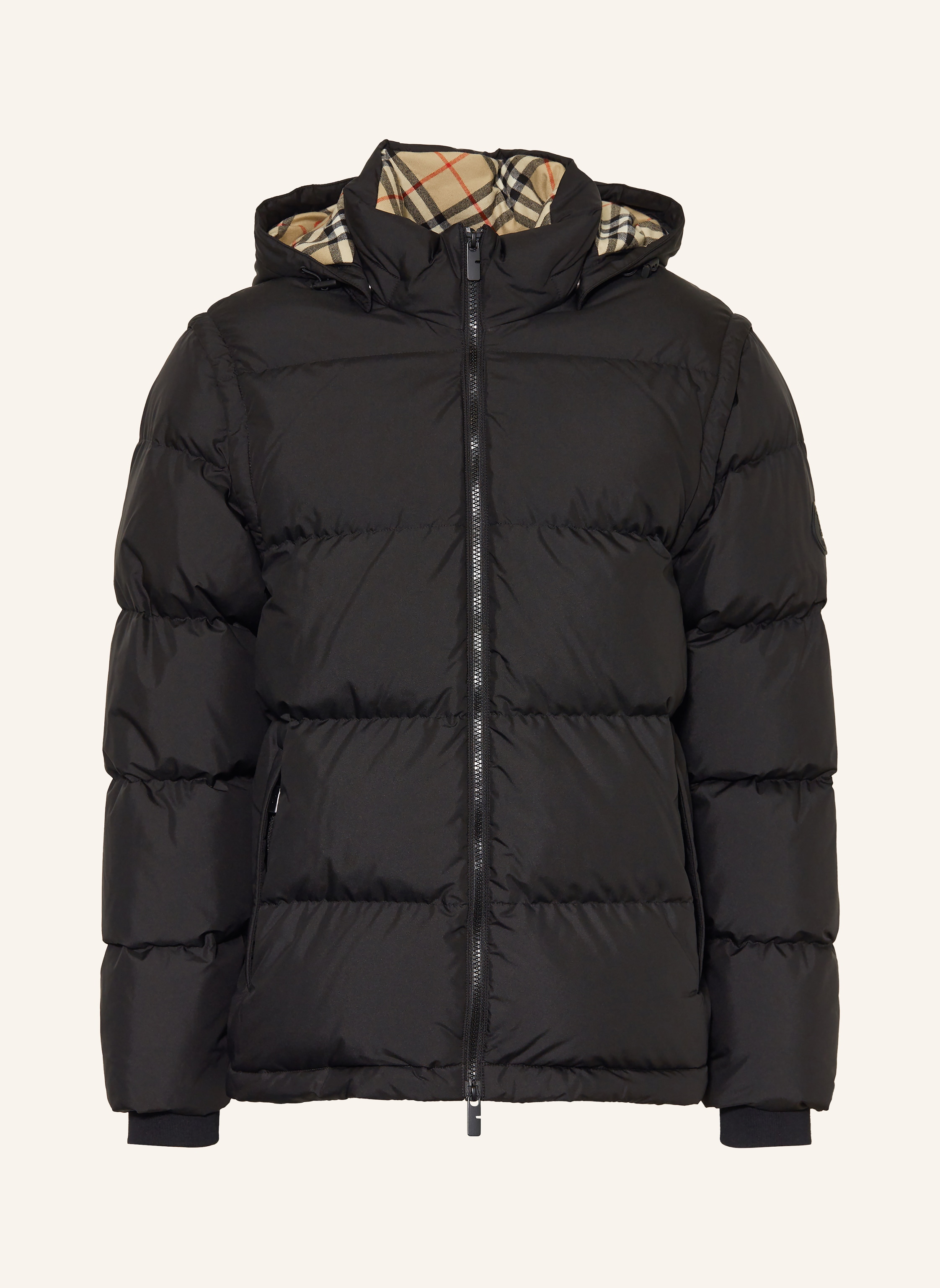 BURBERRY BIDEFORD down jacket with detachable sleeves in black