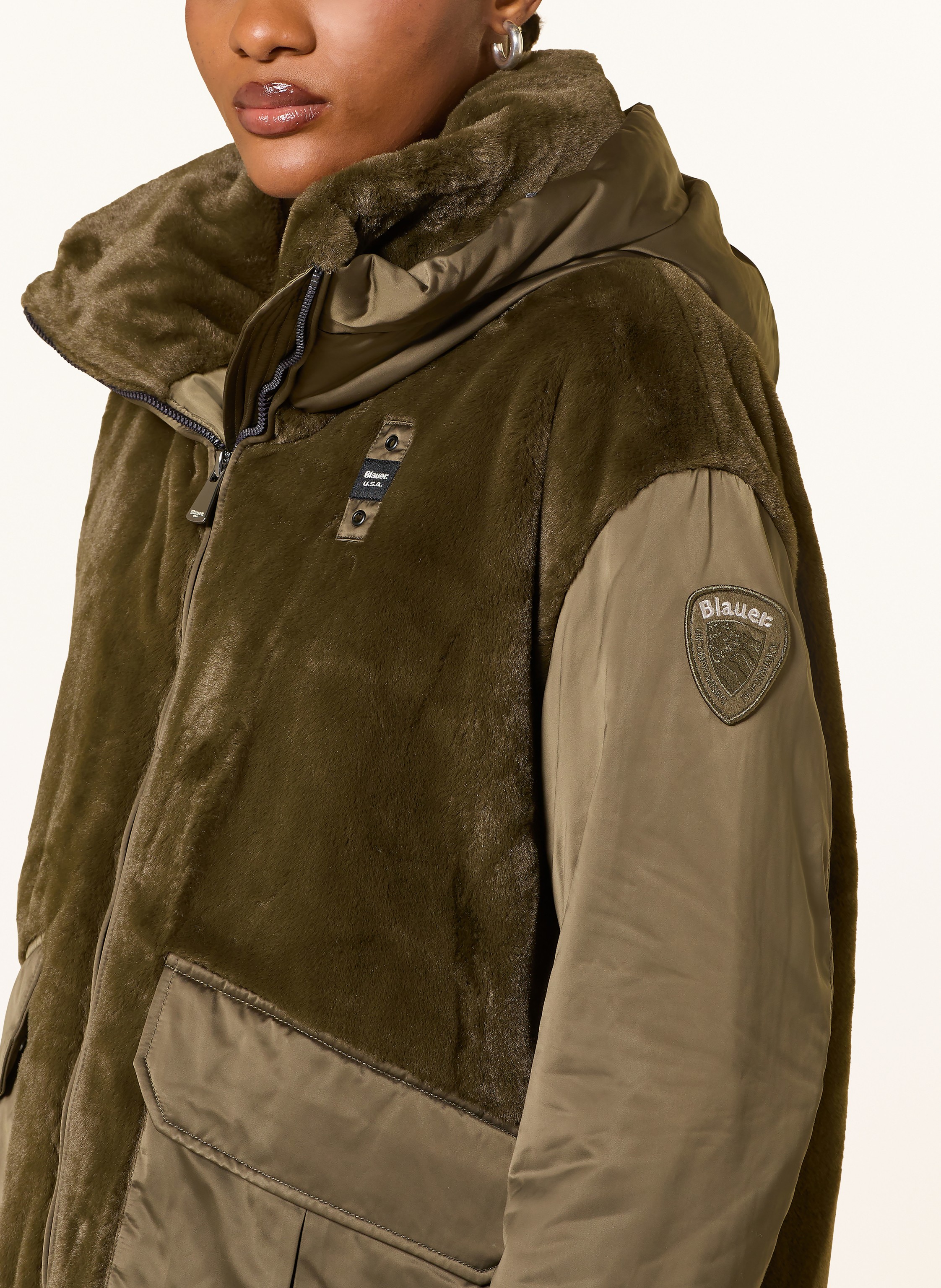 Thumbnail - Blauer Mantel Paever M Materialmix gruen