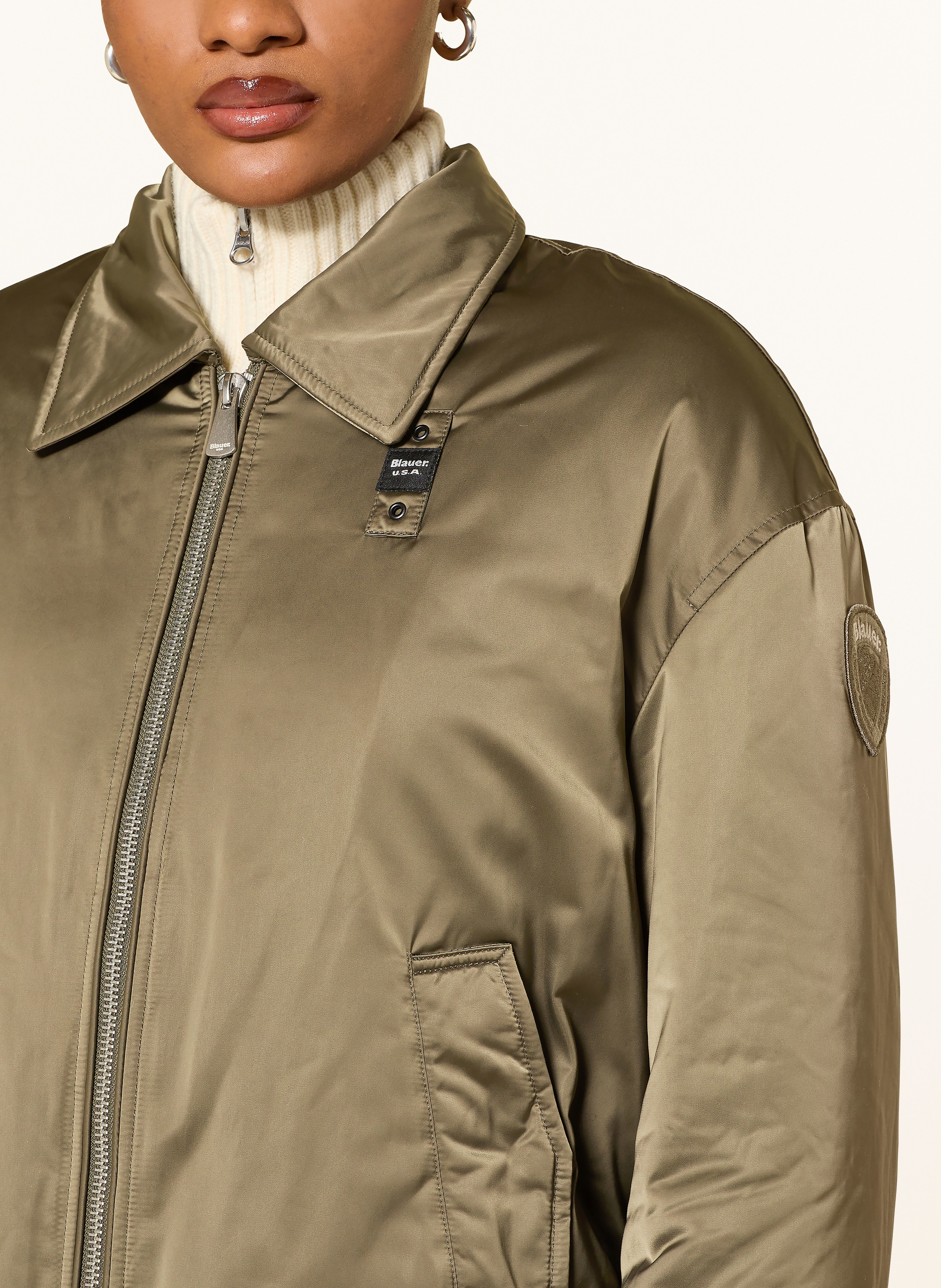 Thumbnail - Blauer Satinblouson Savin gruen