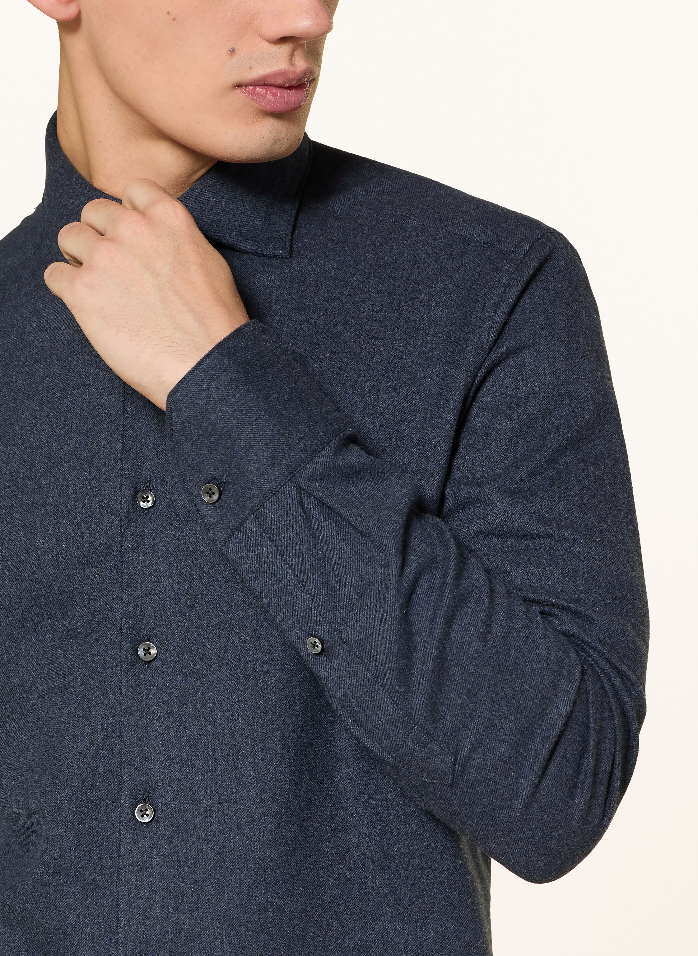 Thumbnail - Stenströms Flanellhemd Slim Fit blau