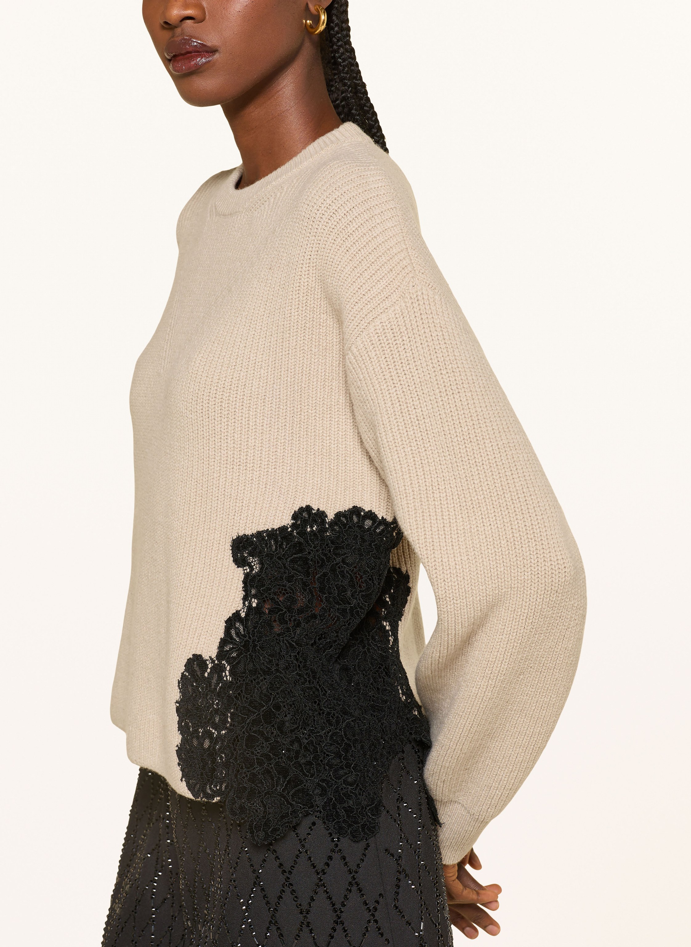 Thumbnail - Pinko Pullover Piemonte Mit Spitze beige