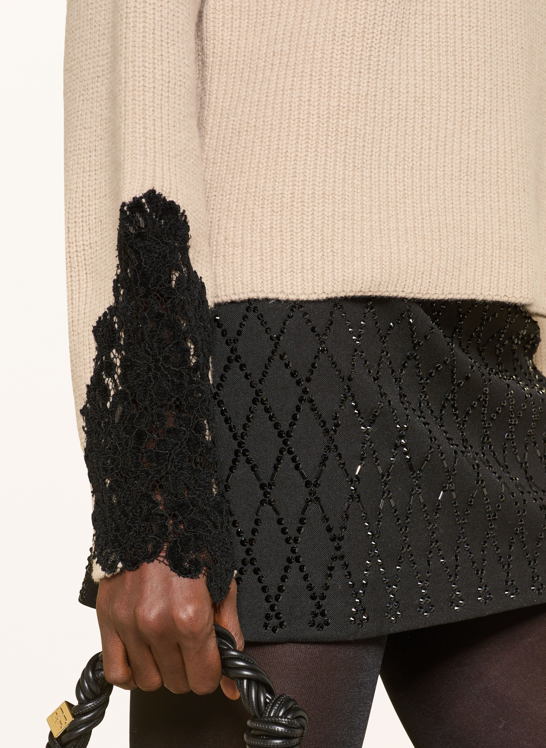 Thumbnail - Pinko Pullover Piemonte Mit Spitze beige