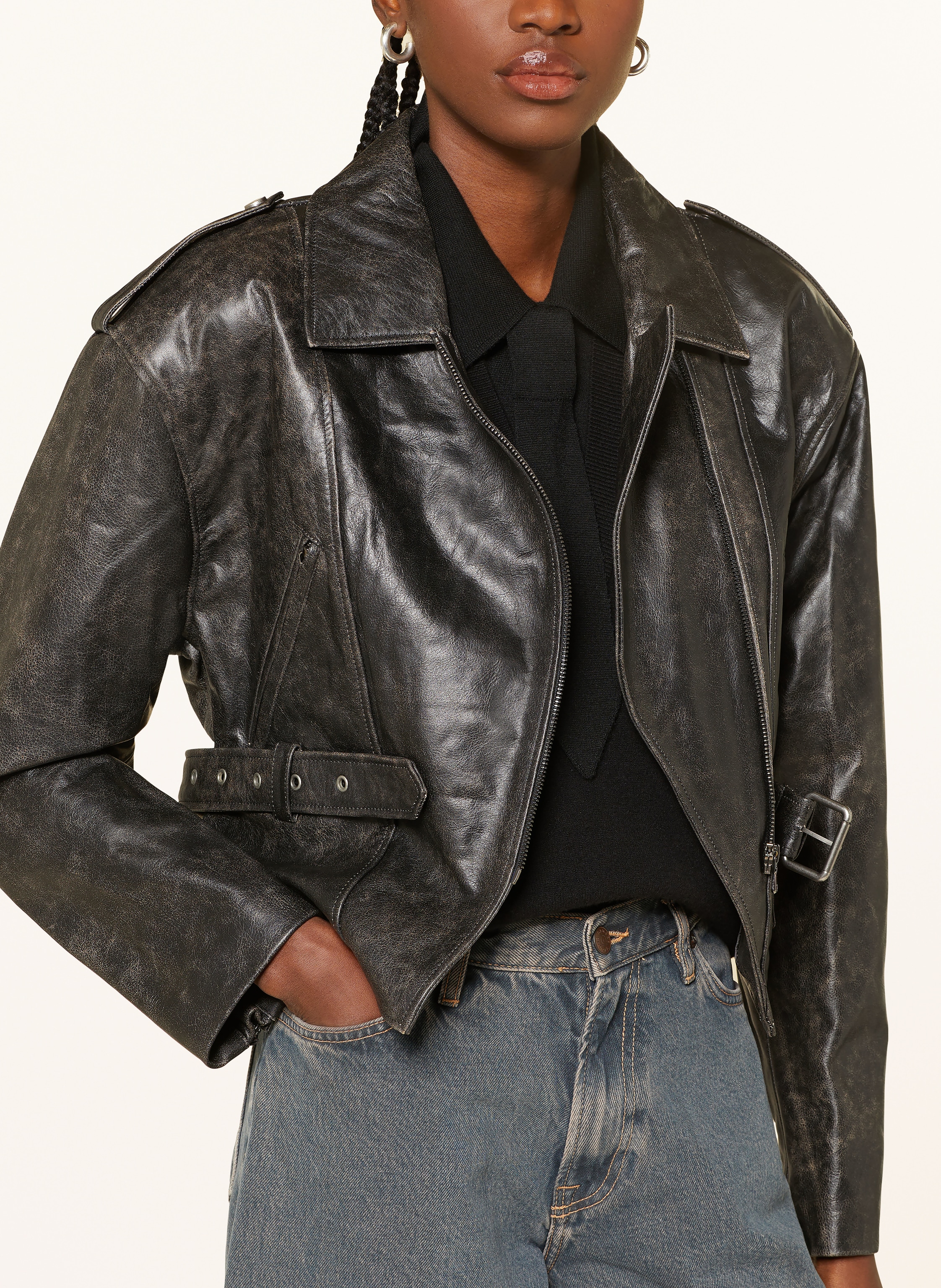 Thumbnail - Mrs & Hugs Lederjacke schwarz