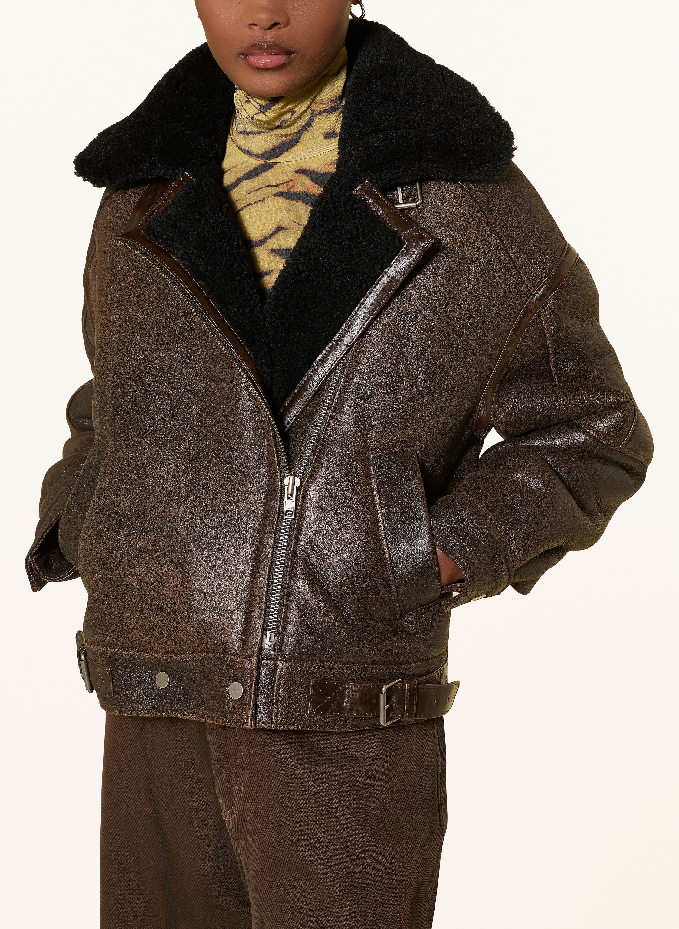 Thumbnail - Mrs & Hugs Lederjacke braun