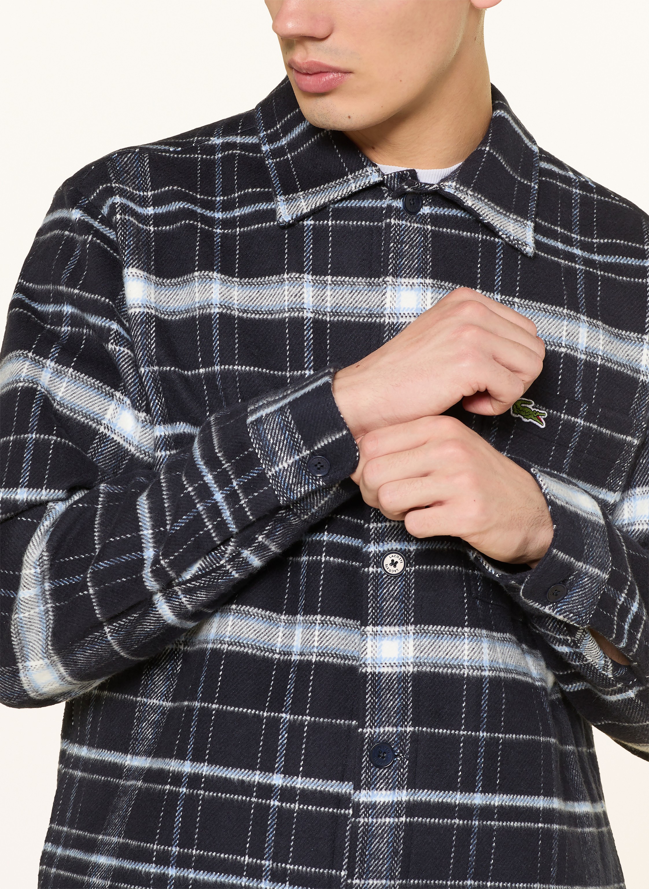 Thumbnail - Lacoste Flanell-Overjacket blau