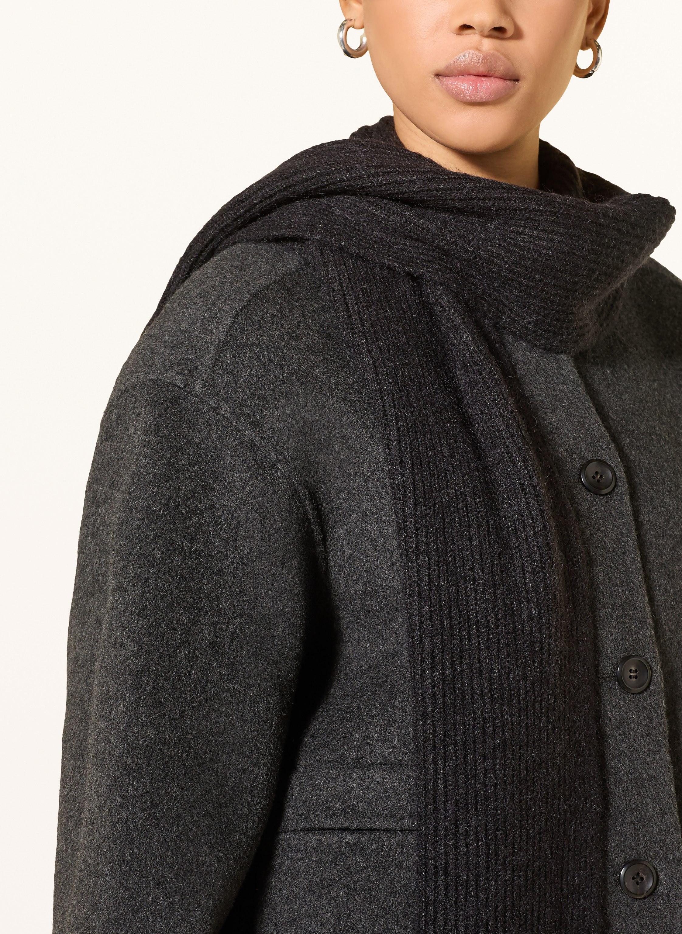 Thumbnail - Mos Mosh Kastenjacke Mmmaria Mit Abnehmbarem Schal grau