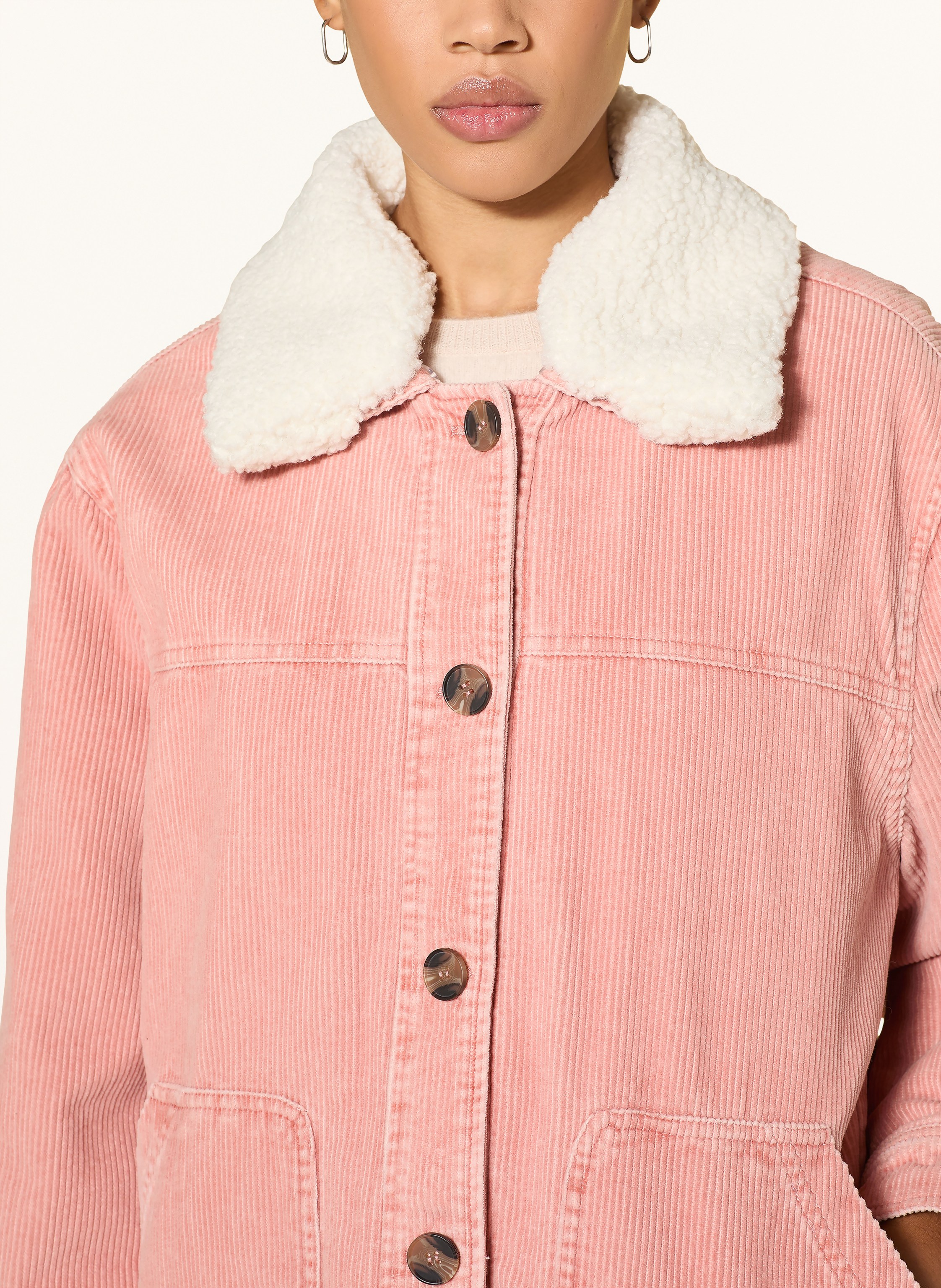 Thumbnail - Pepe Jeans Cordjacke Tala Mit Abnehmbarem Kunstfell rosa