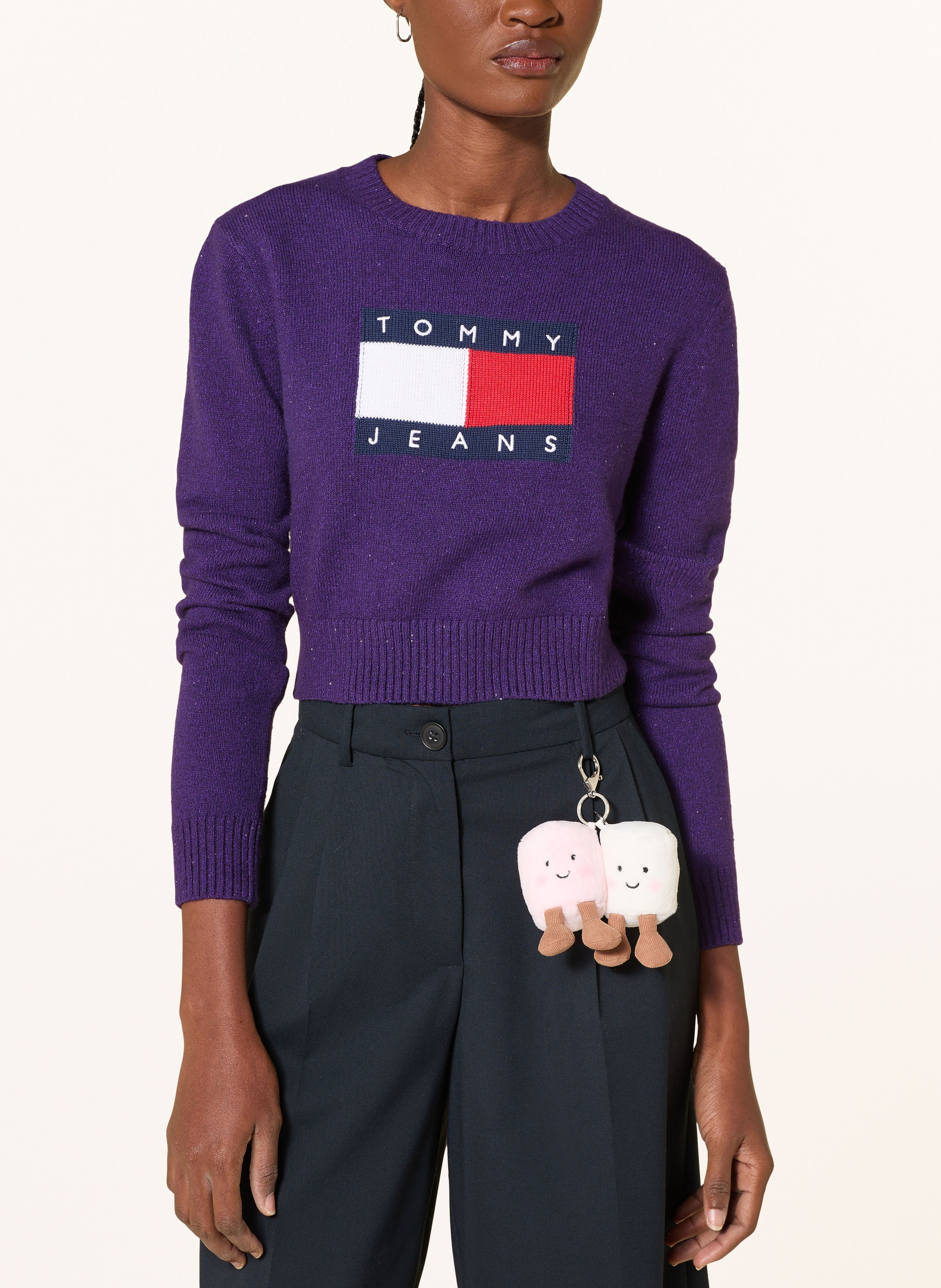 Thumbnail - Tommy Jeans Cropped-Pullover Mit Pailletten lila
