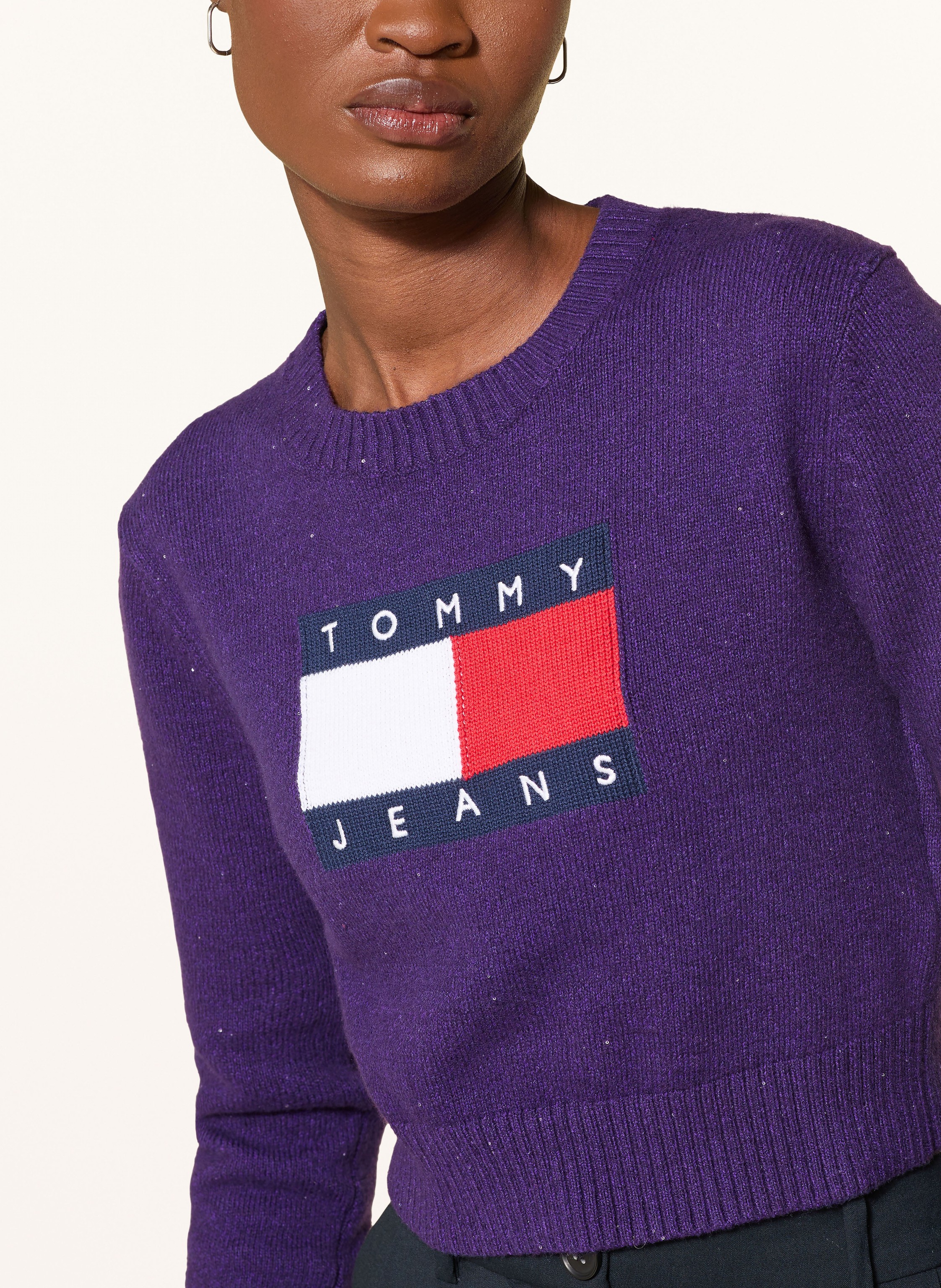 Thumbnail - Tommy Jeans Cropped-Pullover Mit Pailletten lila