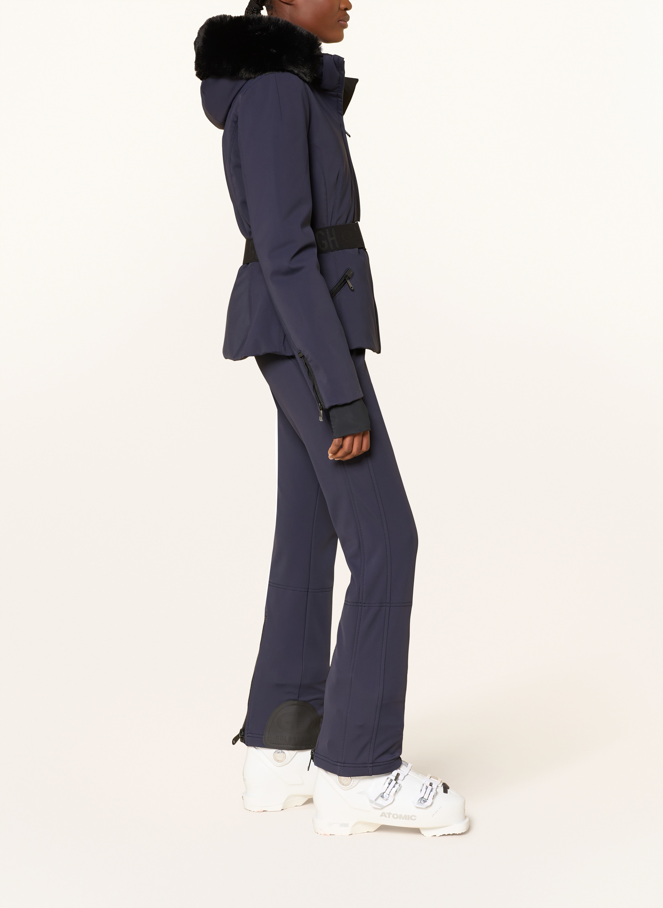 Thumbnail - Goldbergh Daunen-Skijacke Gida Faux Border Mit Kunstfell blau