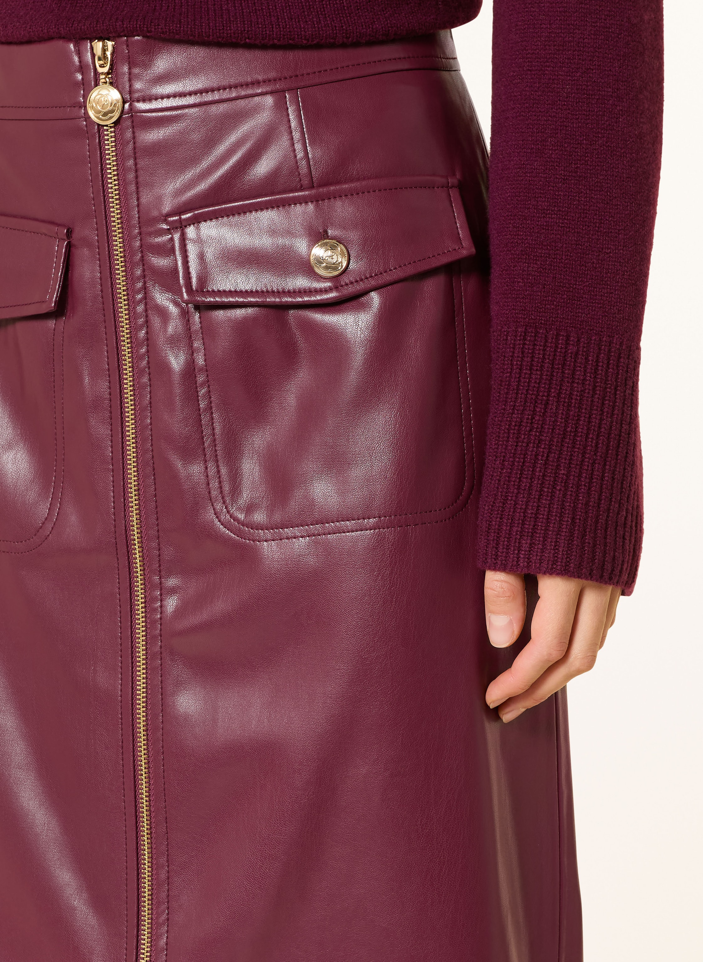 Thumbnail - Joseph Ribkoff Rock In Lederoptik rot