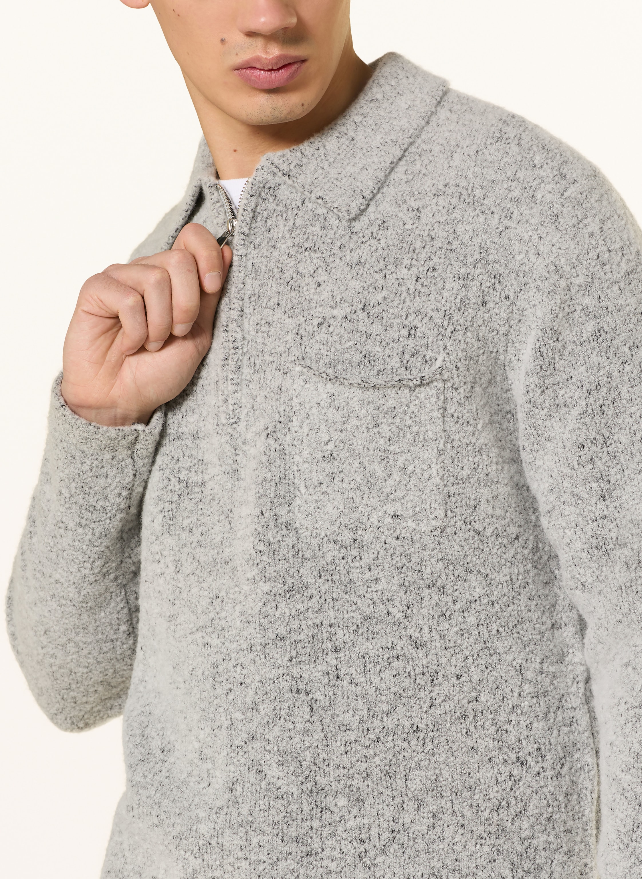 Thumbnail - Mos Mosh Gallery Strick-Poloshirt Mmgryan grau