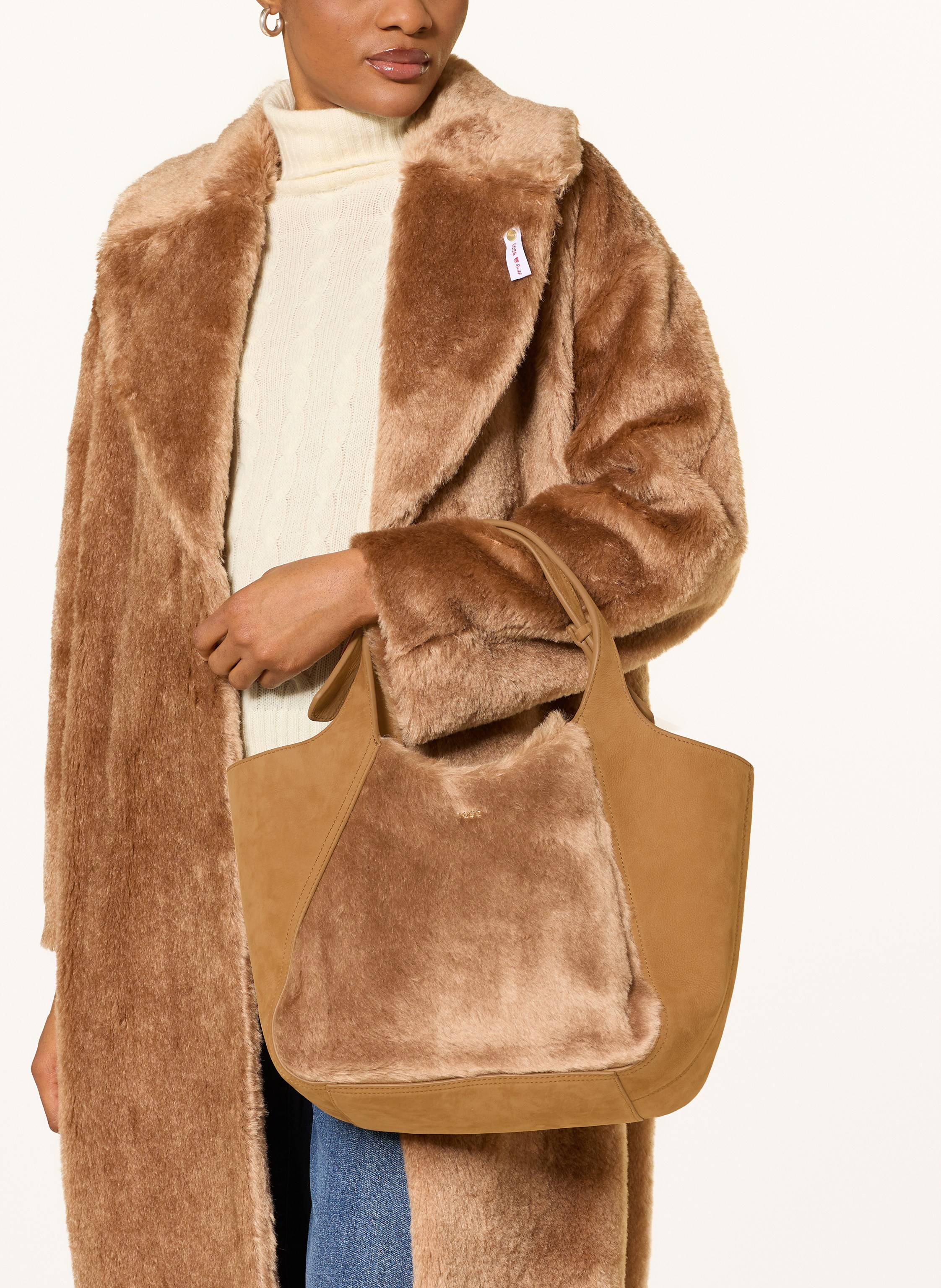 Thumbnail - Boss Shopper Lenah Mit Kunstfell beige