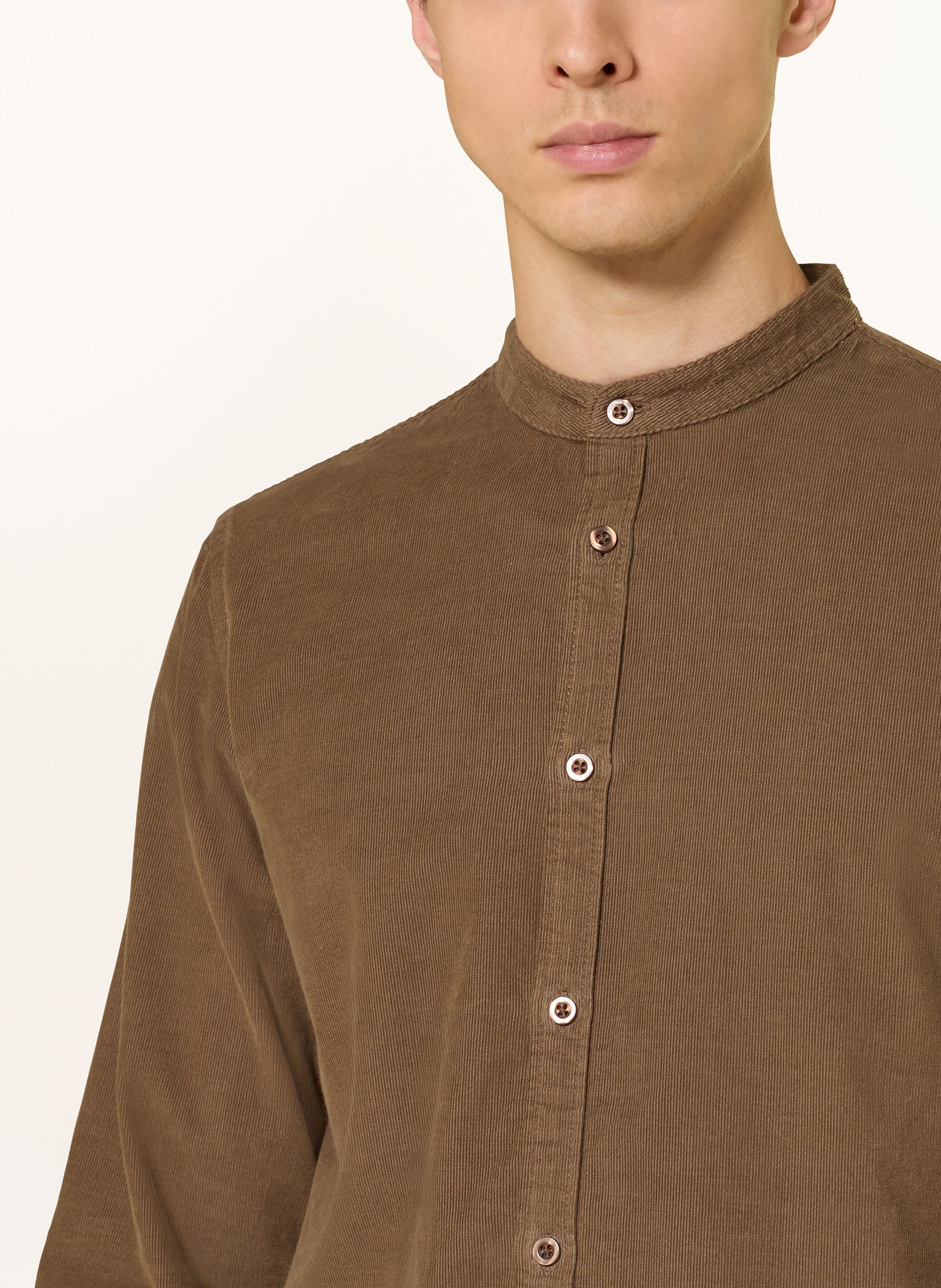 Thumbnail - Nowadays Cordhemd Regular Fit Mit Stehkragen braun