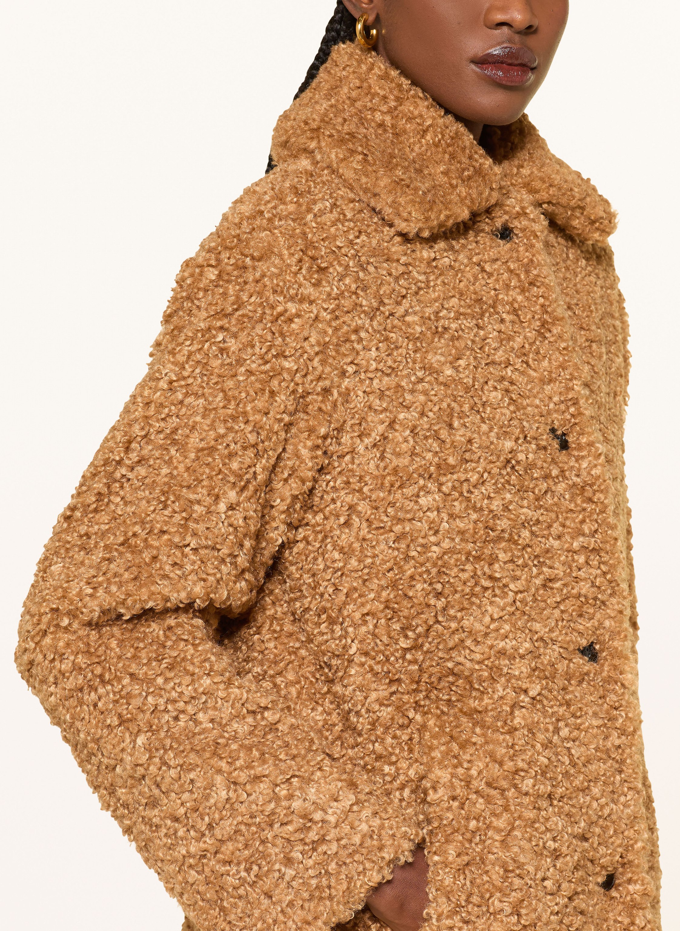 Thumbnail - Hugo Teddyfell-Mantel Mimina-1 braun