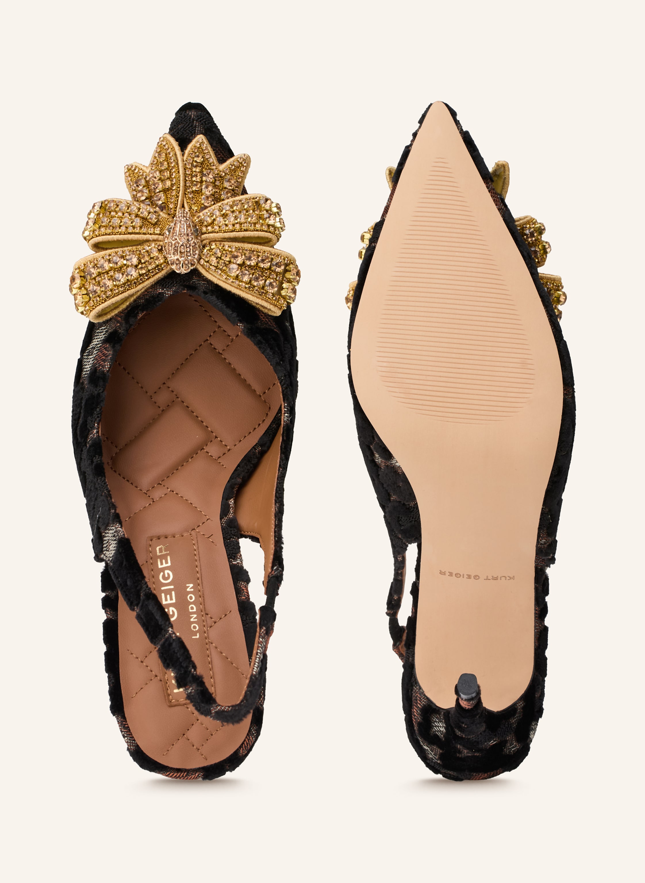 Thumbnail - Kurt Geiger Slingpumps Belgravia Aus Samt Mit Schmucksteinen braun