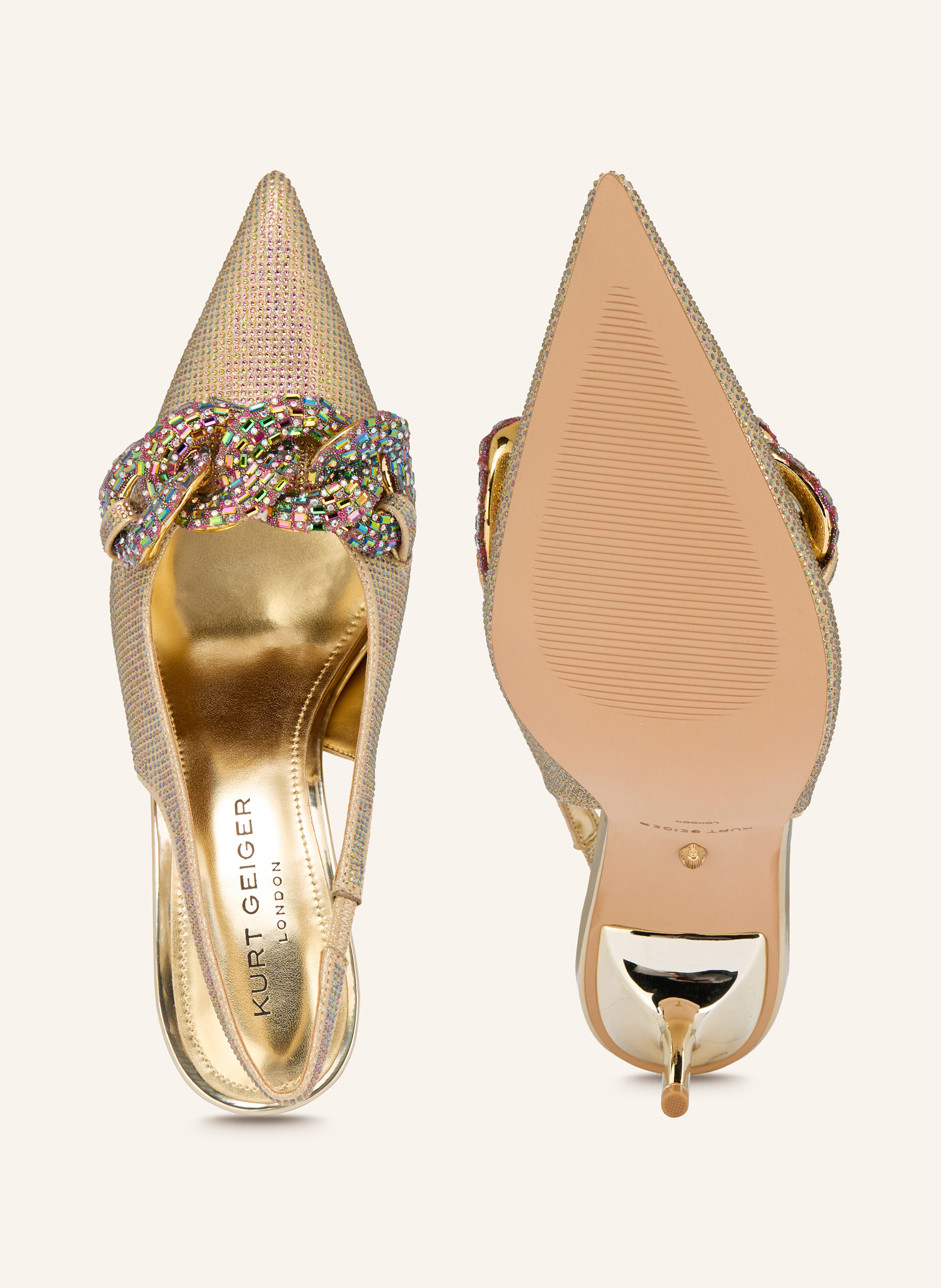 Thumbnail - Kurt Geiger Slingpumps Crystal Chain Mit Schmucksteinen gold