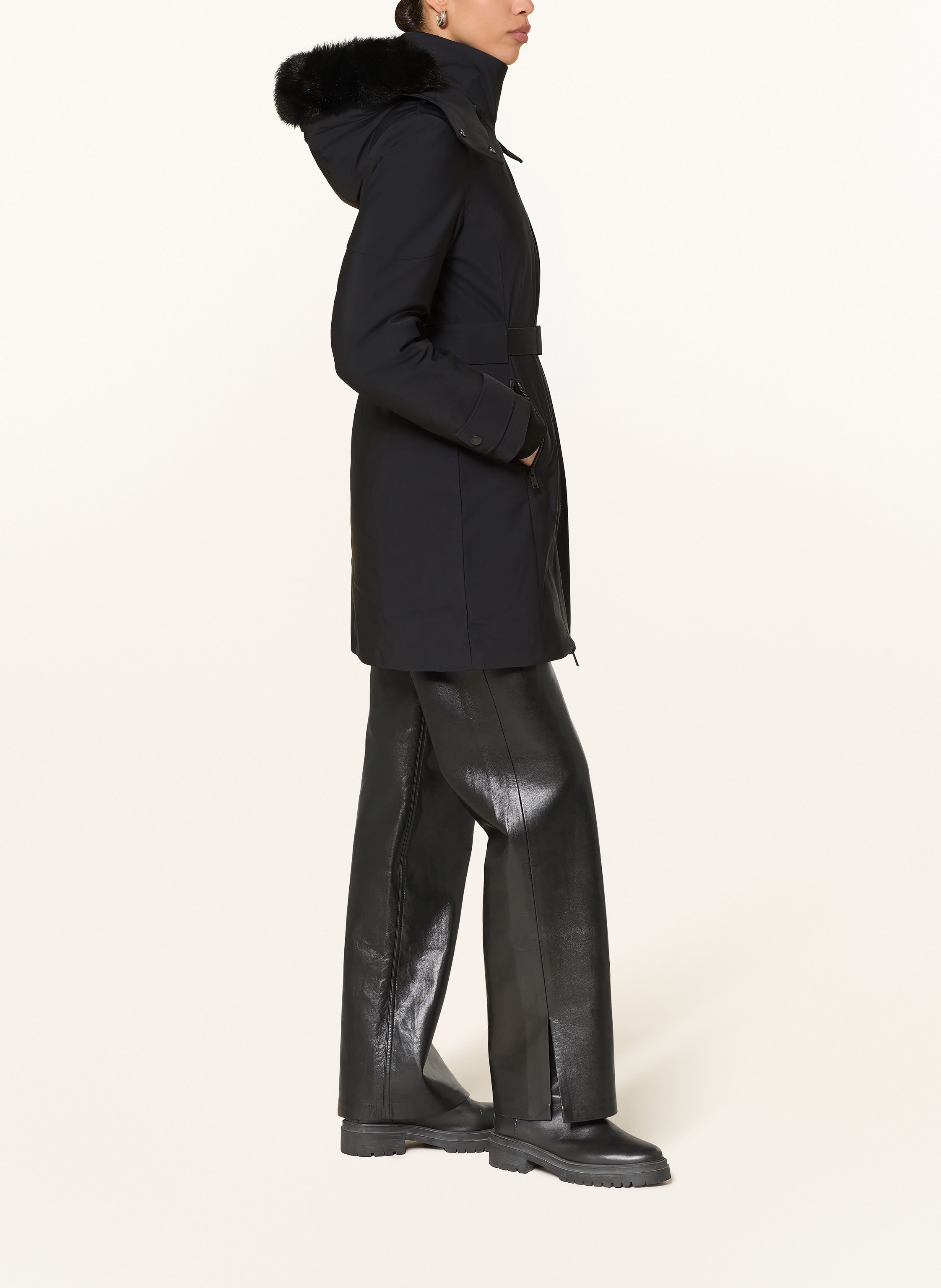 Thumbnail - Moose Knuckles Daunenparka Wingrove Mit Kunstfell Und Abnehmbarer Kapuze schwarz