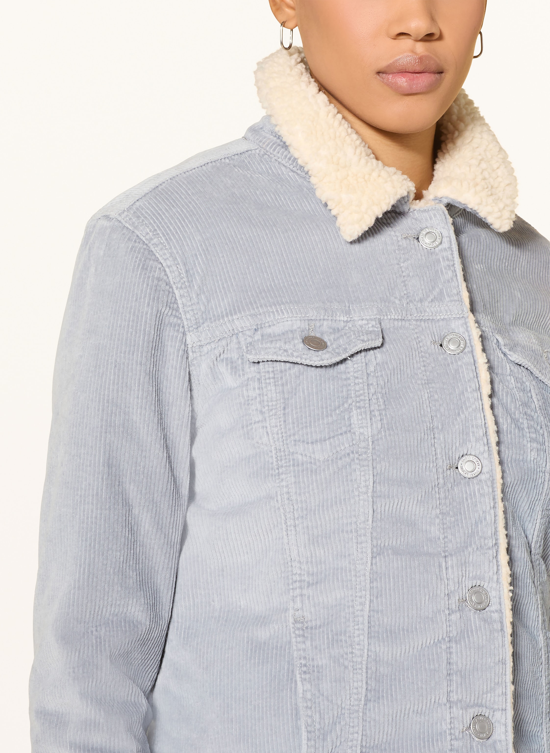 Thumbnail - Mavi Cordjacke Daisy Mit Teddyfell grau