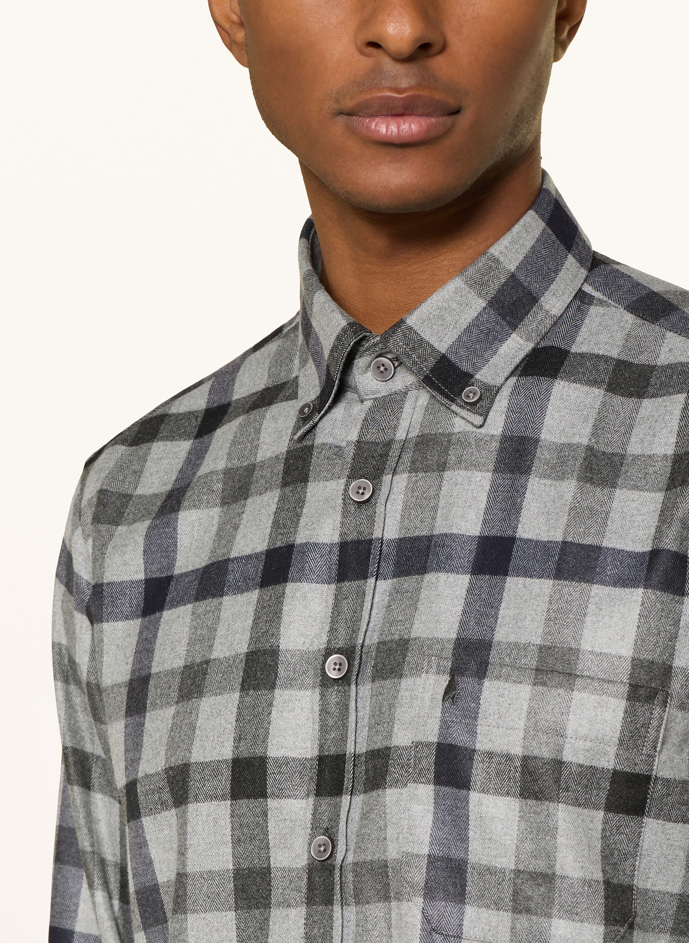 Thumbnail - Ragman Flanellhemd Comfort Fit grau