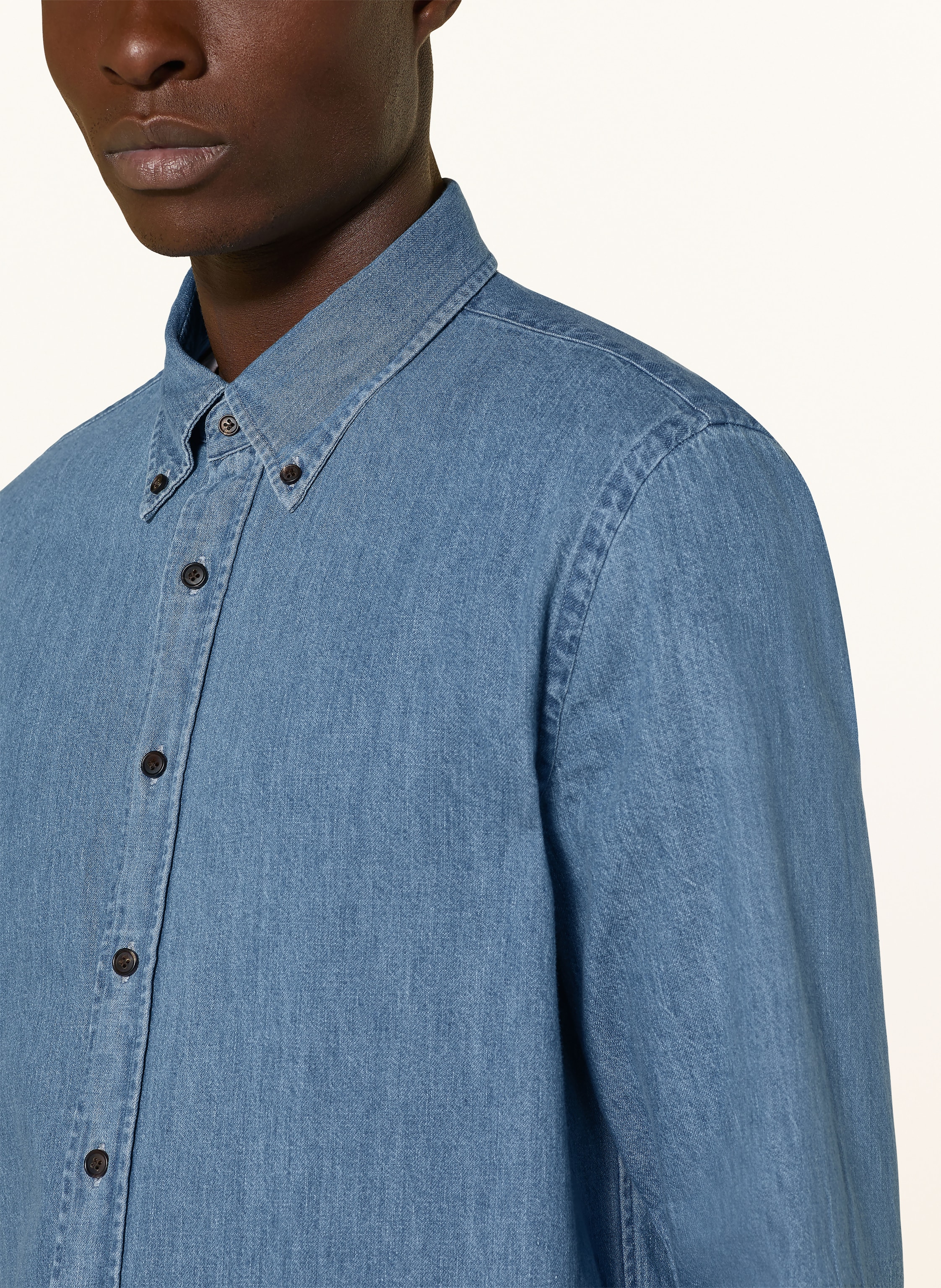 Thumbnail - Profuomo Jeanshemd Comfort Fit blau