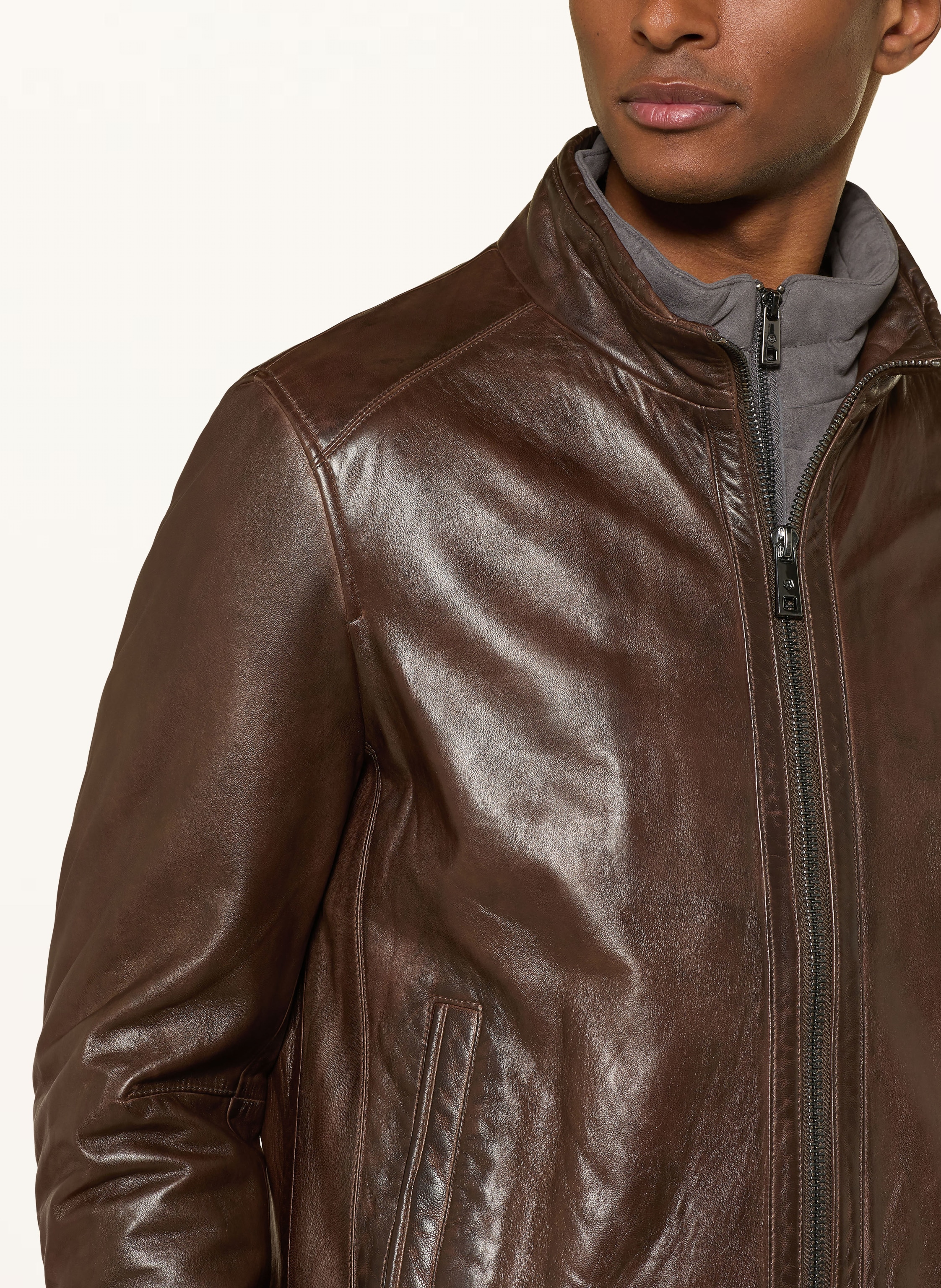 Thumbnail - Milestone Lederjacke Msbarney Mit Herausnehmbarer Blende braun