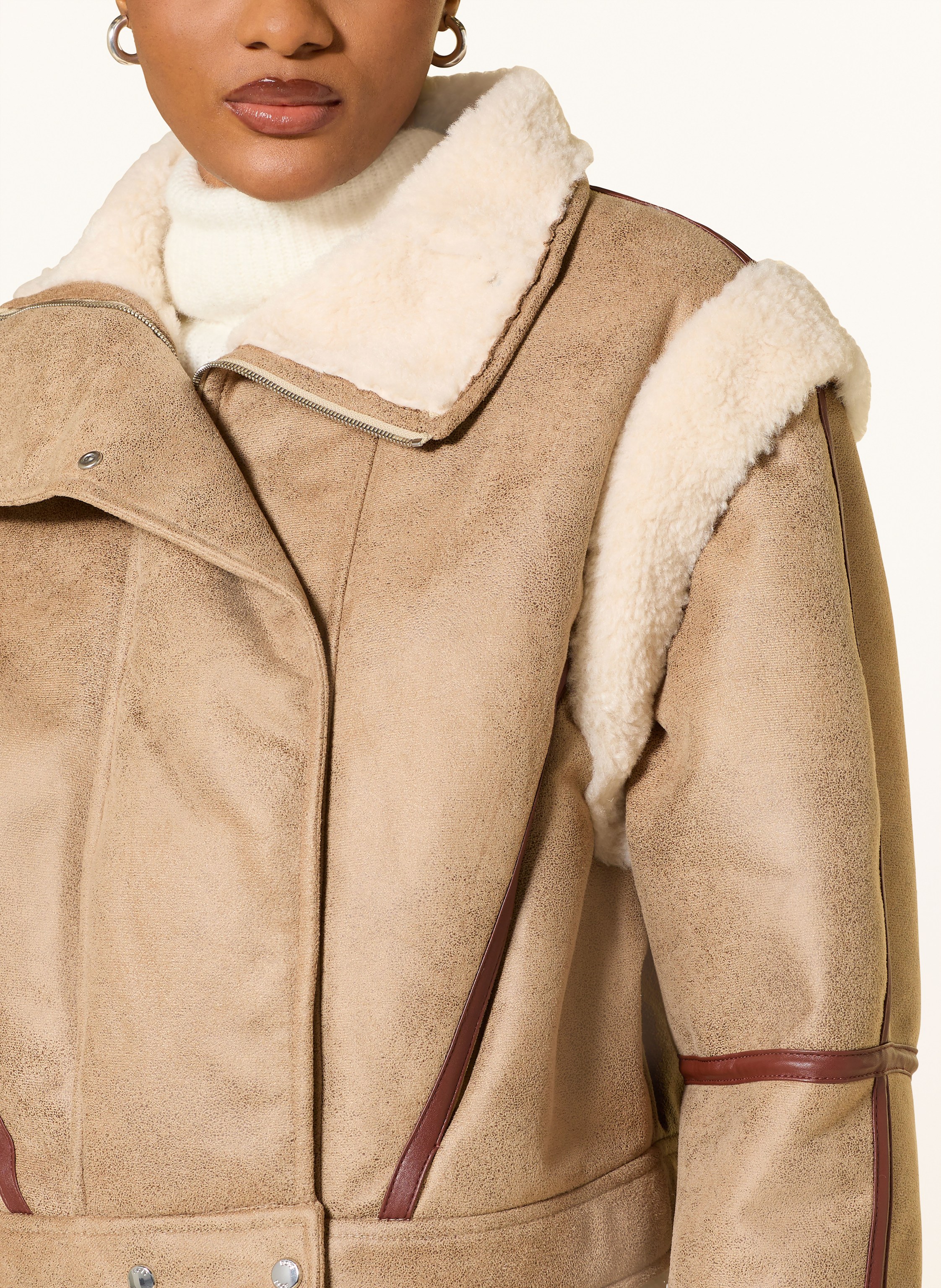 Thumbnail - Boss Jacke Cheerlea In Lederoptik Mit Abnehmbaren Ärmeln braun