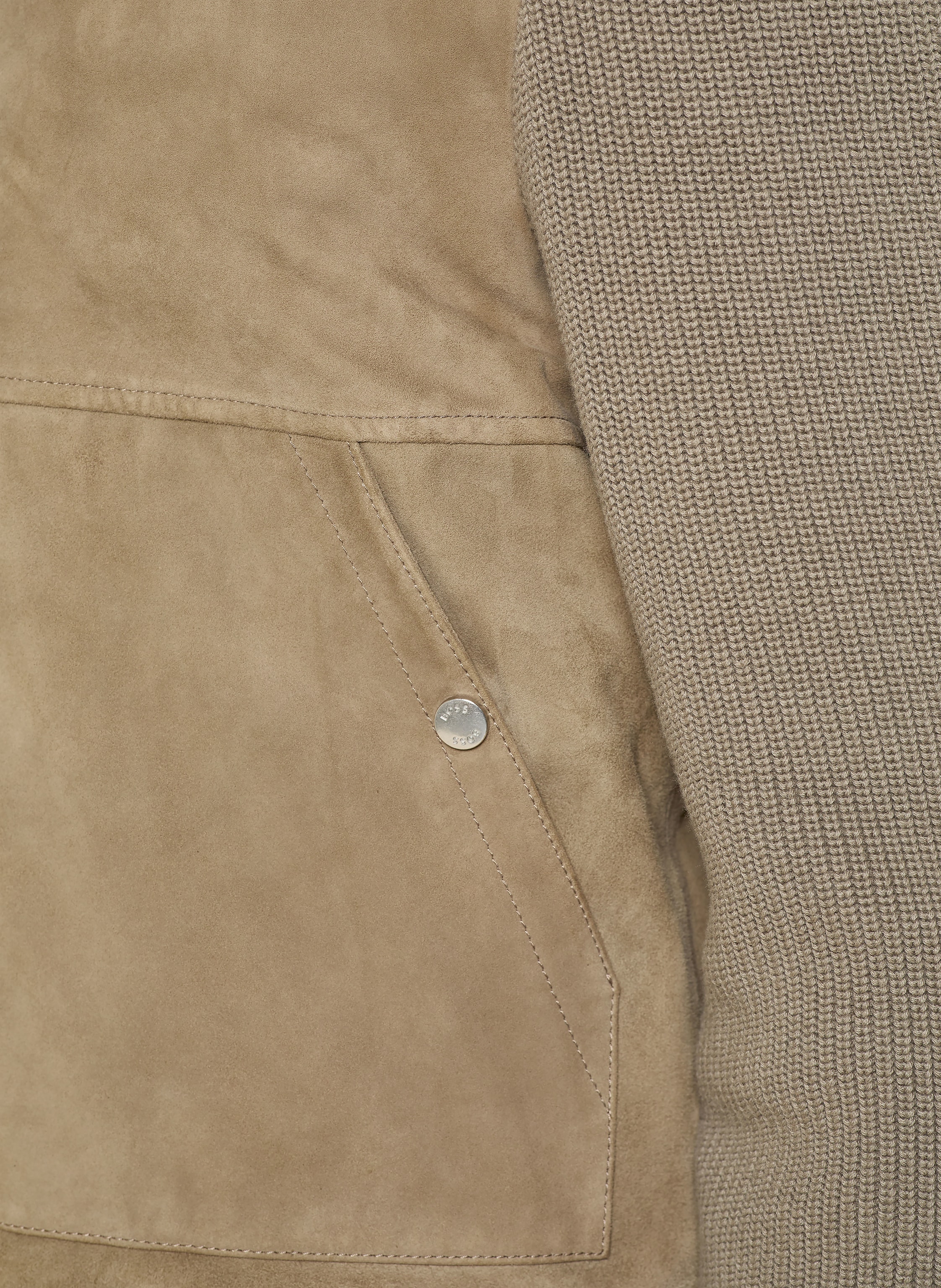 Thumbnail - Boss Lederblouson Maparo Im Materialmix braun