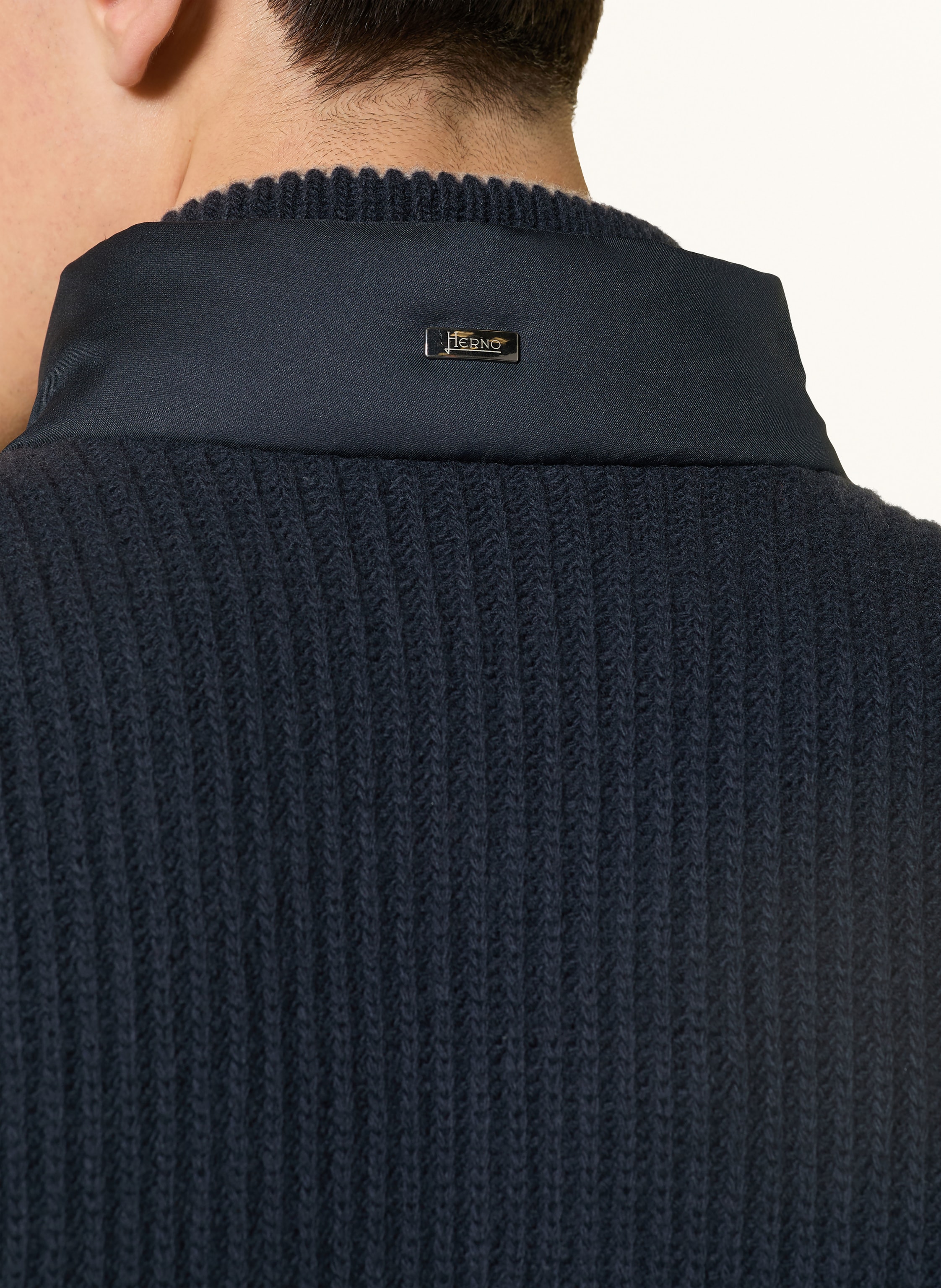 Thumbnail - Herno Strickjacke Im Materialmix blau