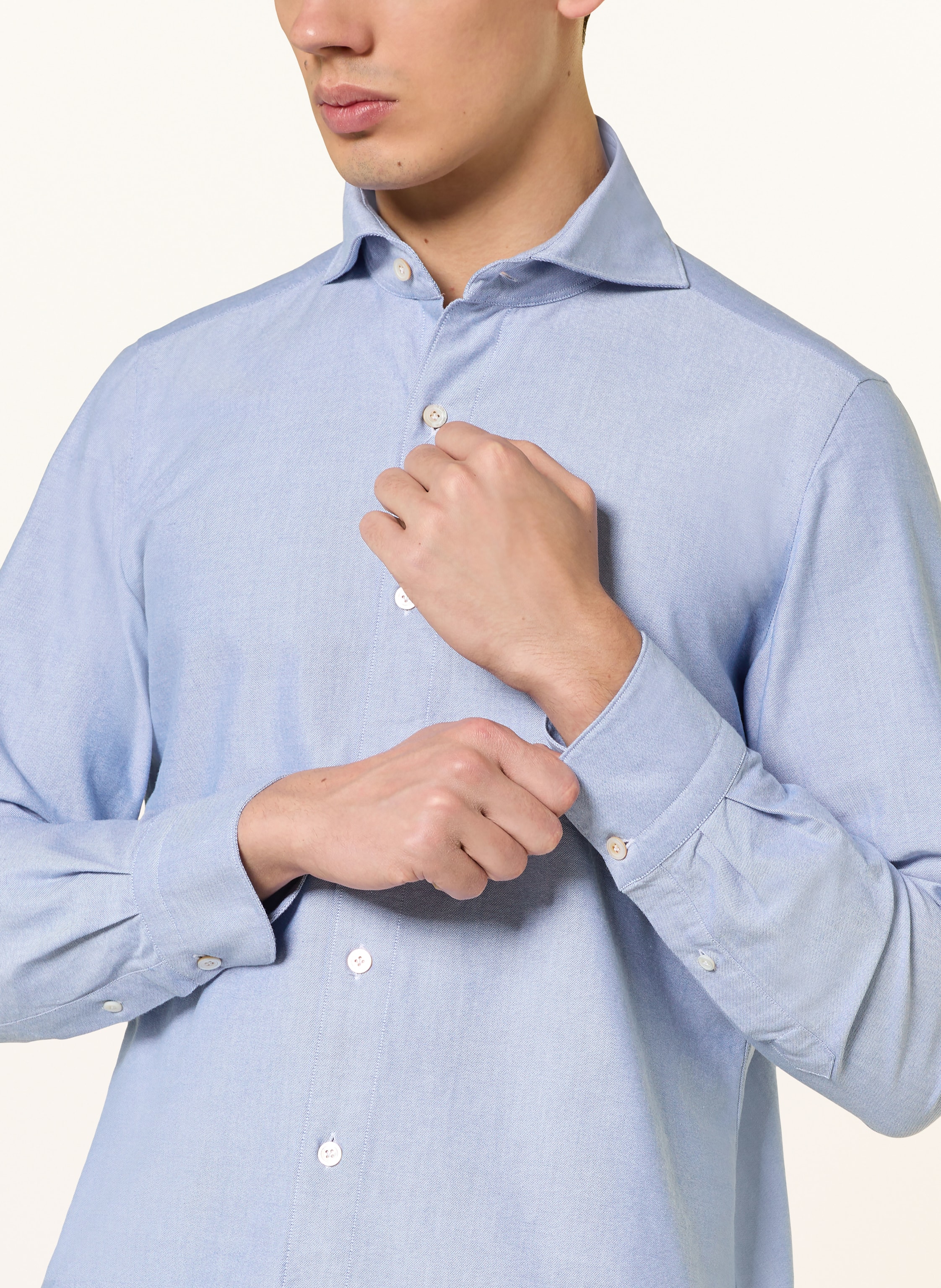 Thumbnail - Finamore 1925 Oxfordhemd Sergio Tokyo Slim Fit blau